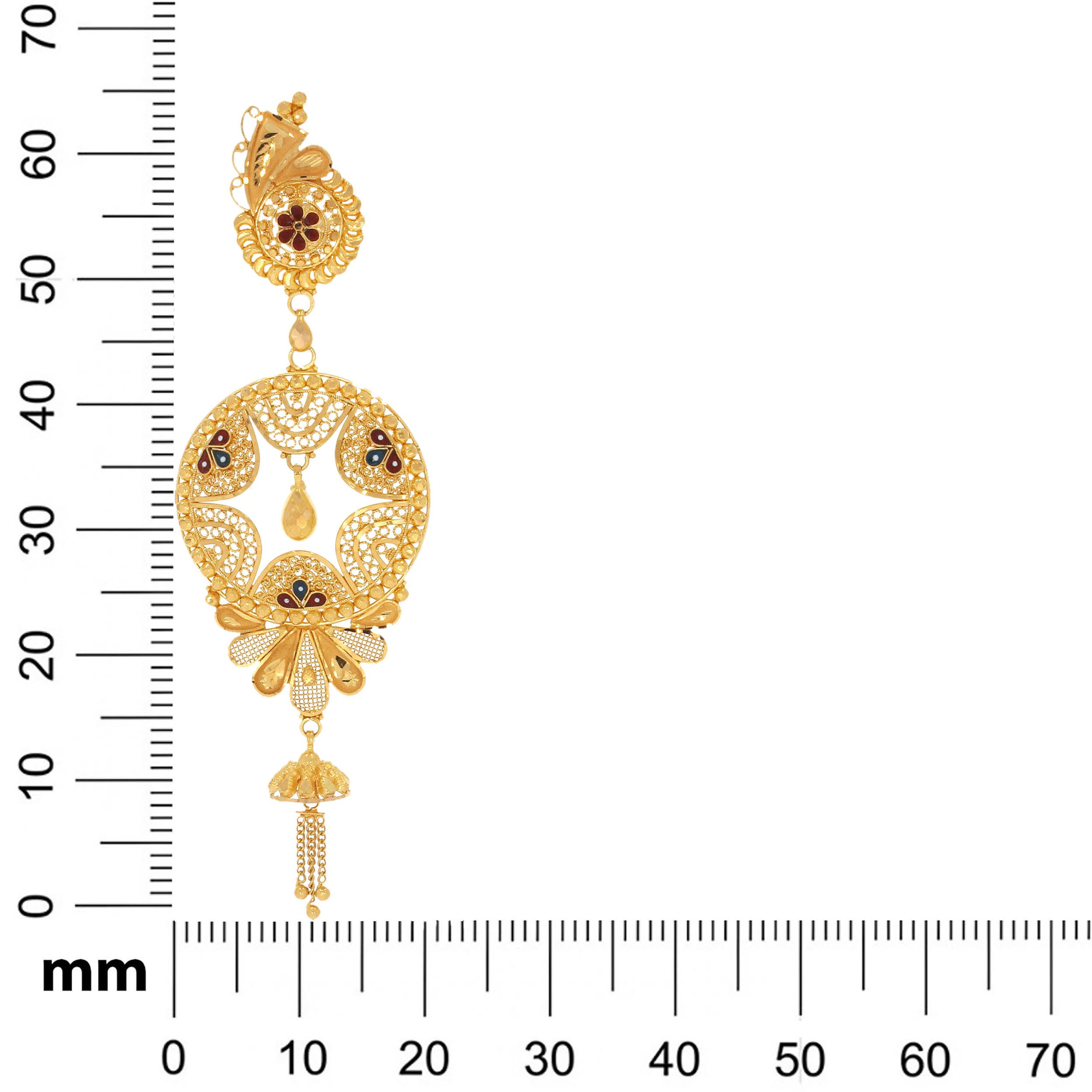 Delicate Meenakari Gold Chandbali Earrings - Senco Gold and Diamonds