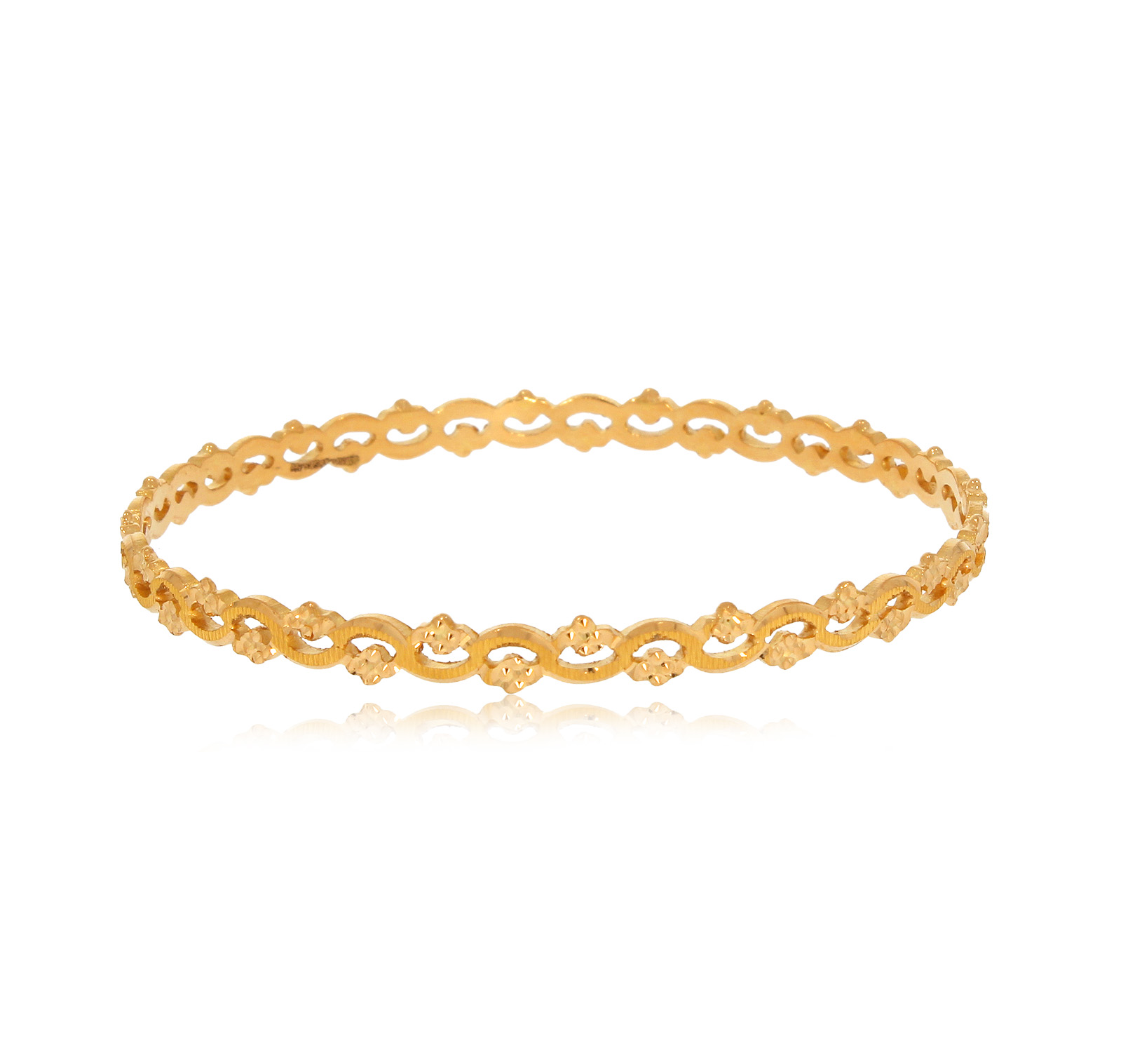 Overlapped Blooms Gold Bangle - Senco Gold and Diamonds