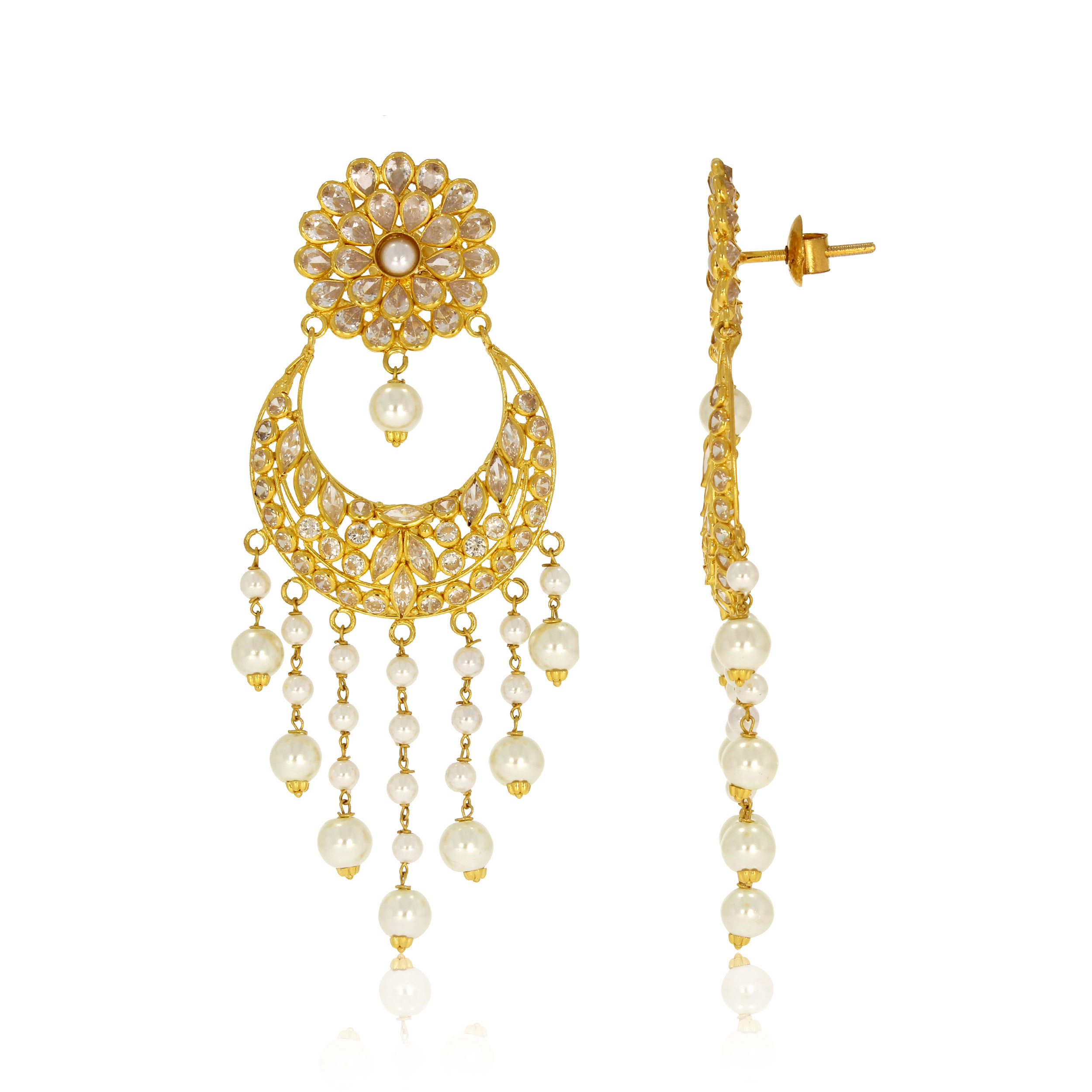 Art of Glam Gold Chandbali Earrings - Senco Gold and Diamonds