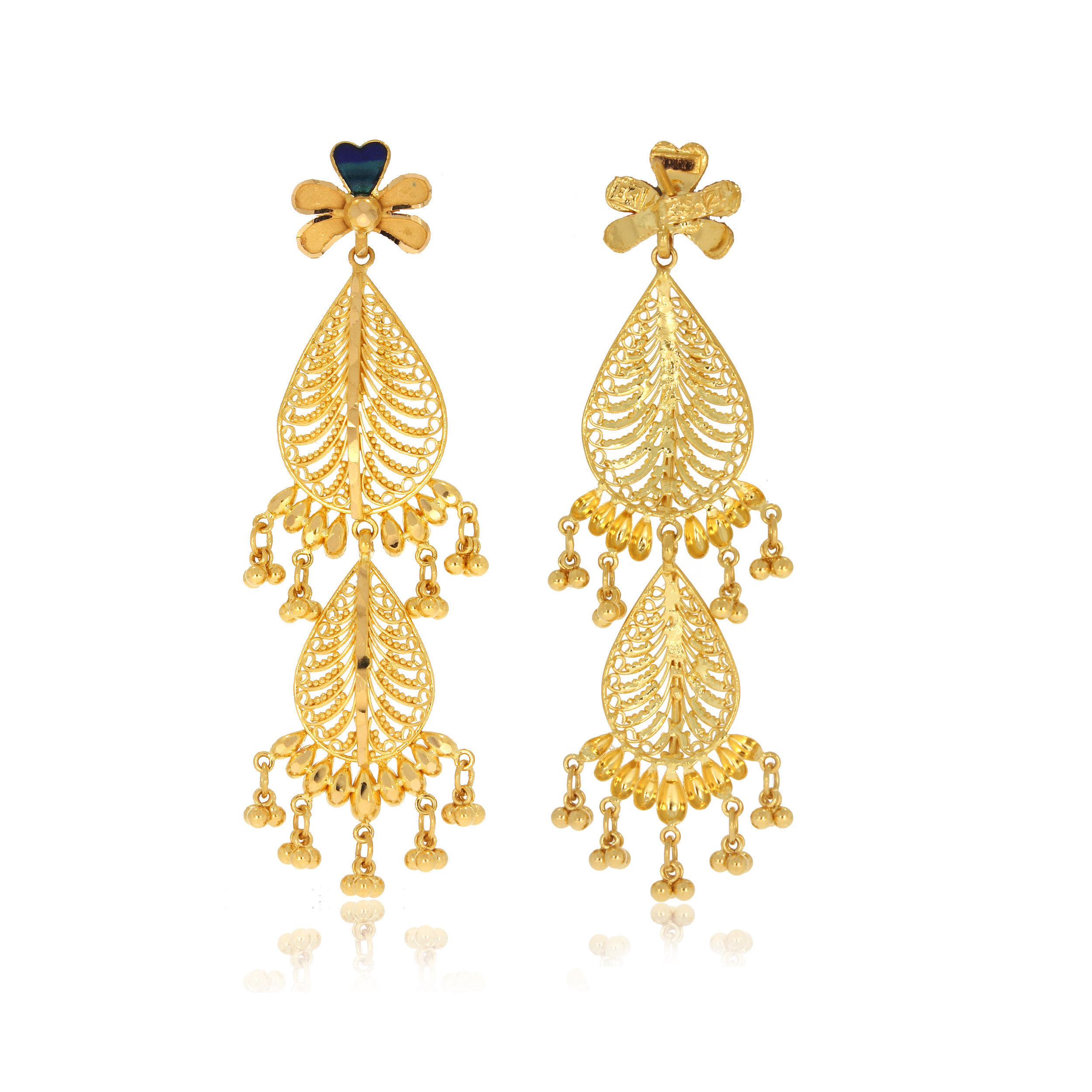 Intricate Petals Gold Danglers - Senco Gold and Diamonds