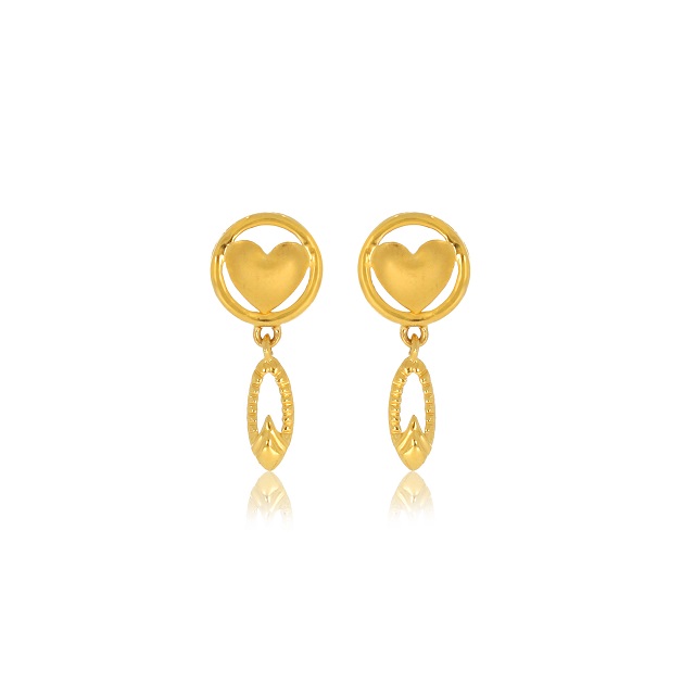 Secure Heart Gold Drop Earrings - Senco Gold and Diamonds