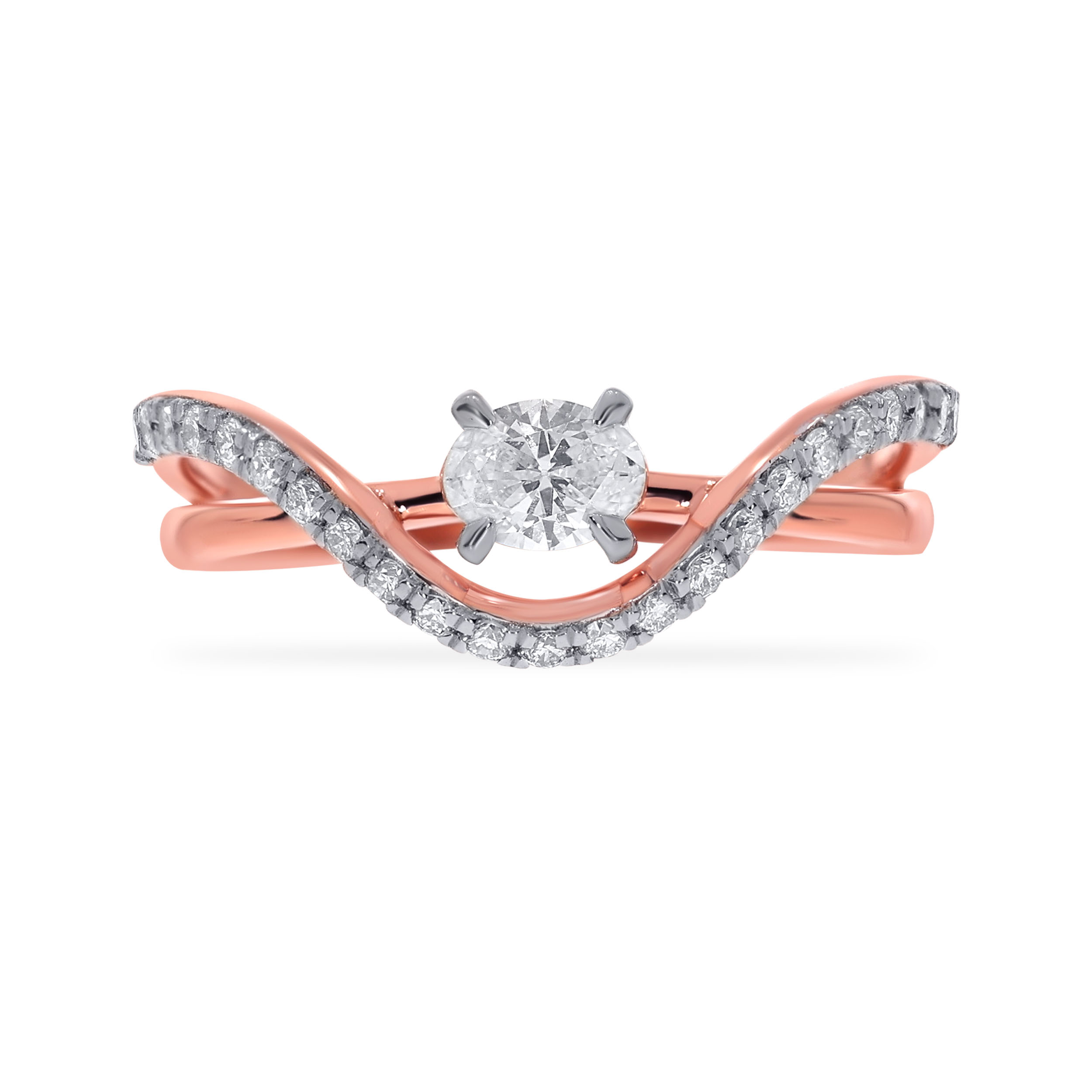 Wavy Dazzle Solitaire Ring - Senco Gold and Diamonds