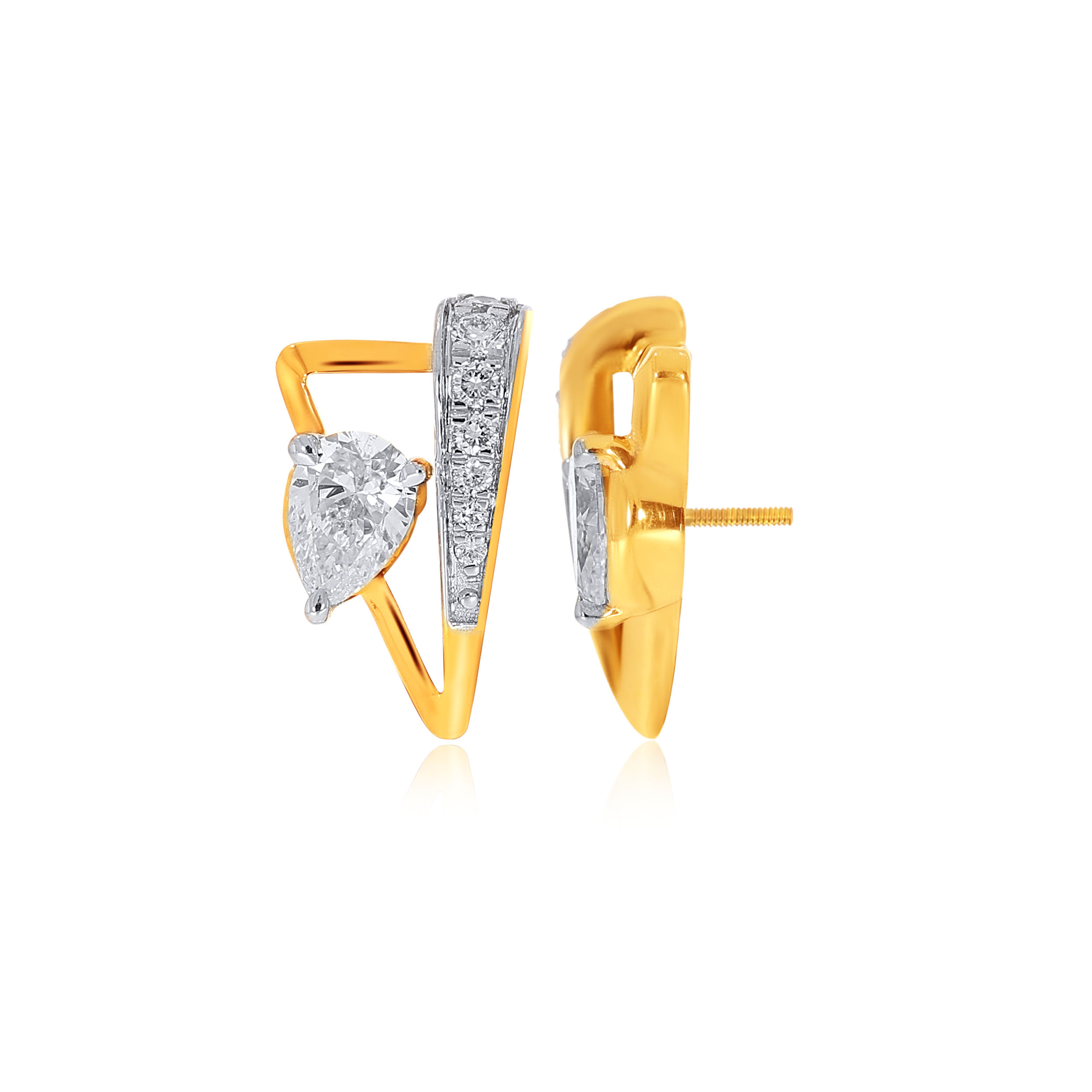 Abstract Triangle Solitaire Studs - Senco Gold and Diamonds