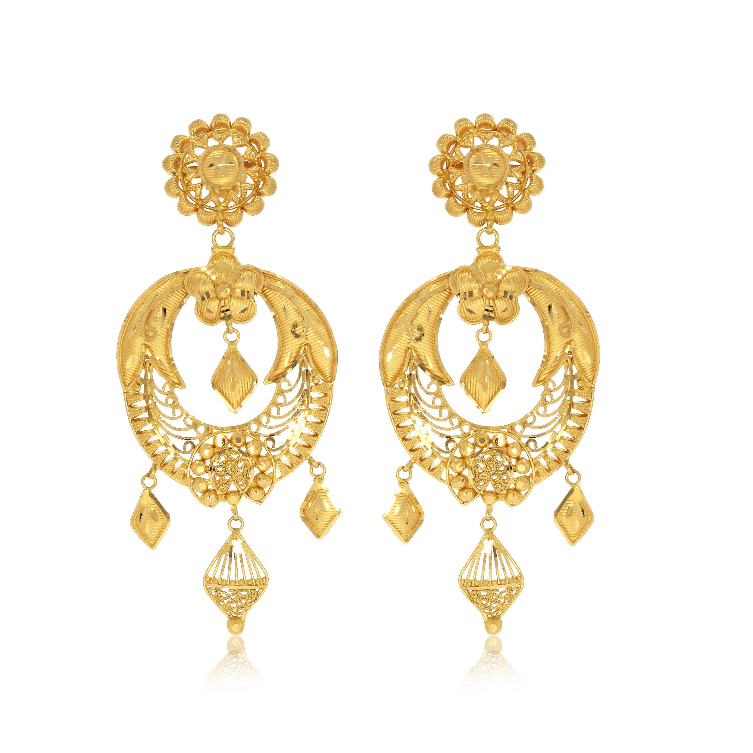 Traditional Glow Gold Chandbali Earrings - Senco Gold and Diamonds