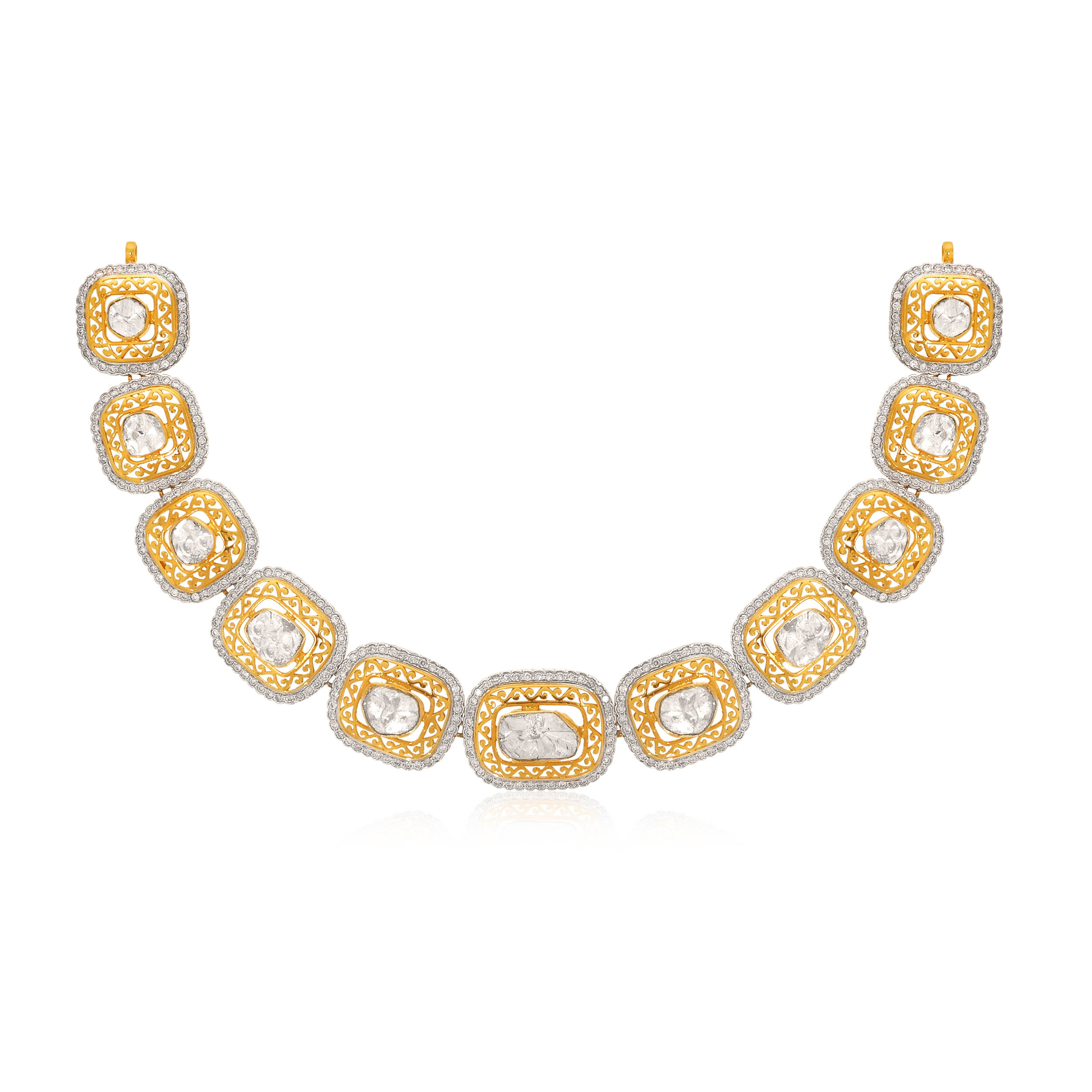 Geometric Glamour Polki Diamond Necklace - Senco Gold and Diamonds