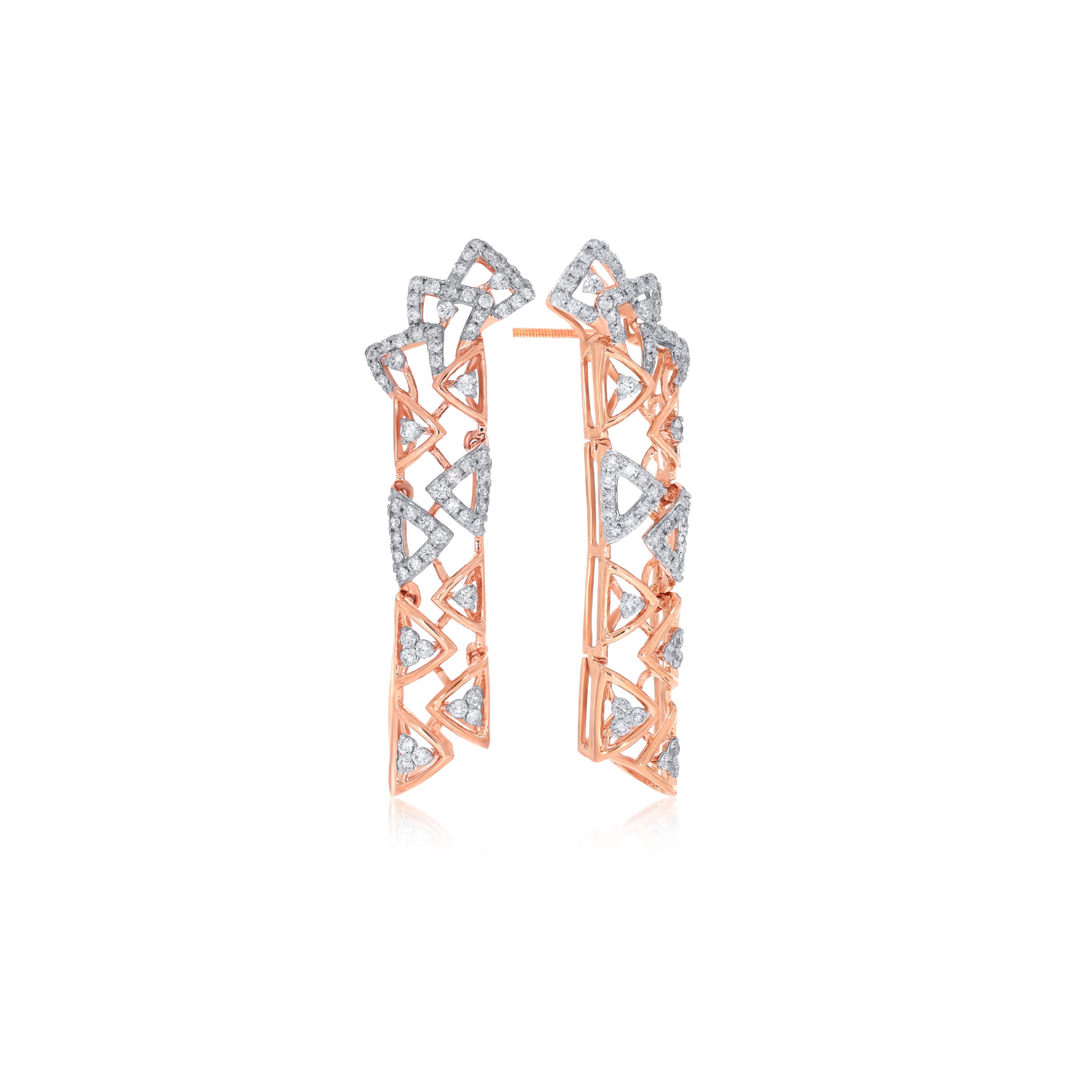 Triangular Path Diamond Earrings - Senco Gold and Diamonds