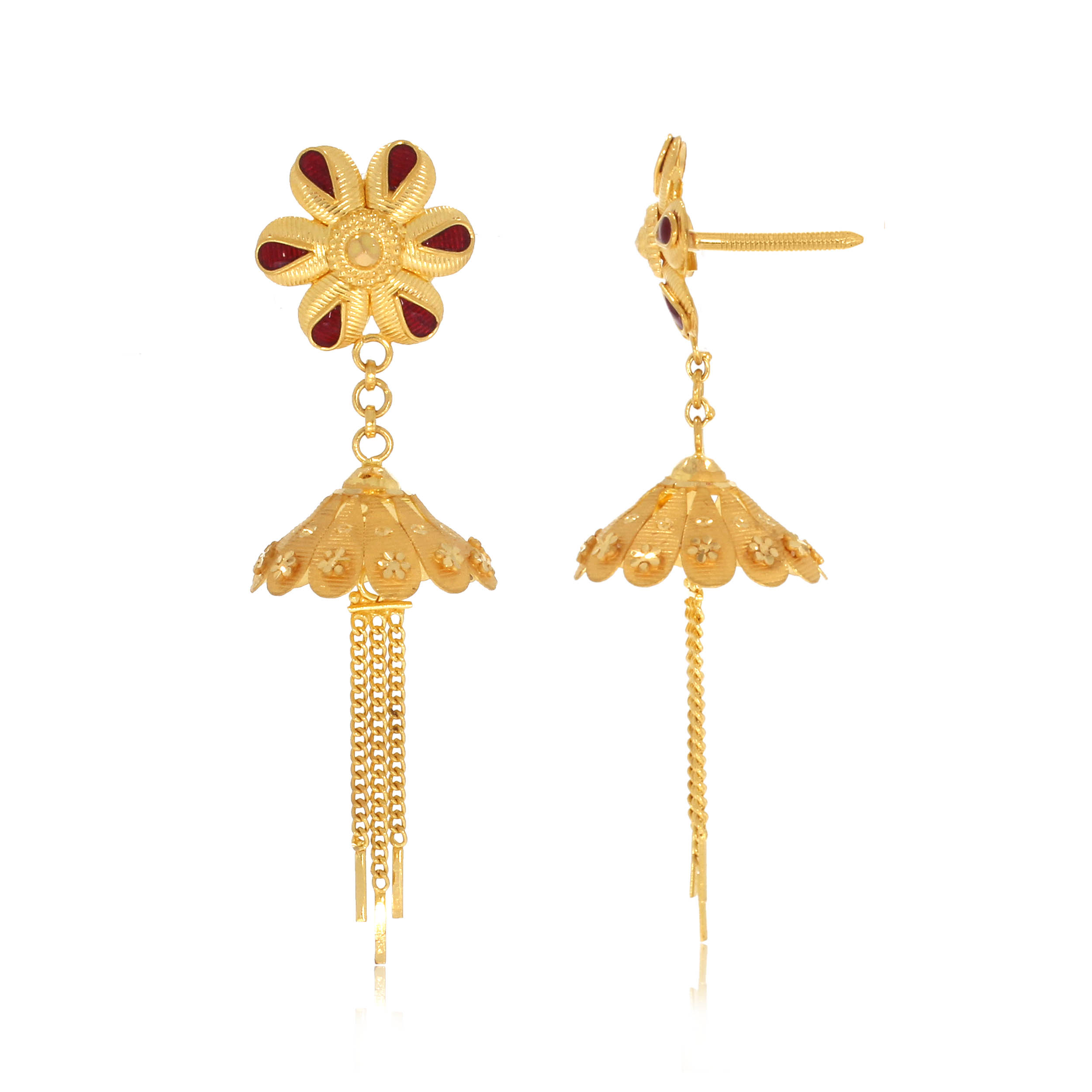 Daisy Craft Gold Drop Earrings - Senco Gold and Diamonds