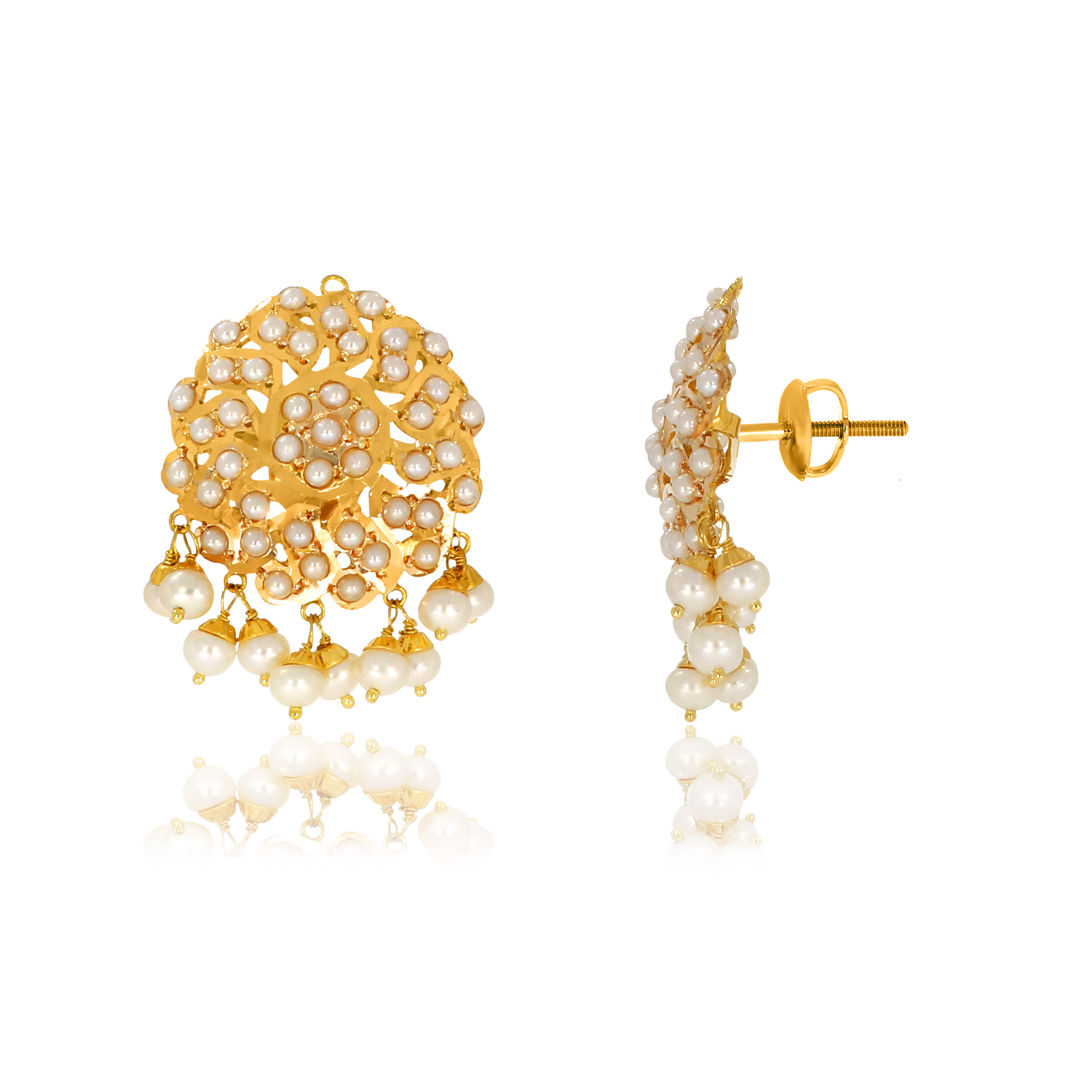 Mughal Appeal Gold Studs - Senco Gold and Diamonds