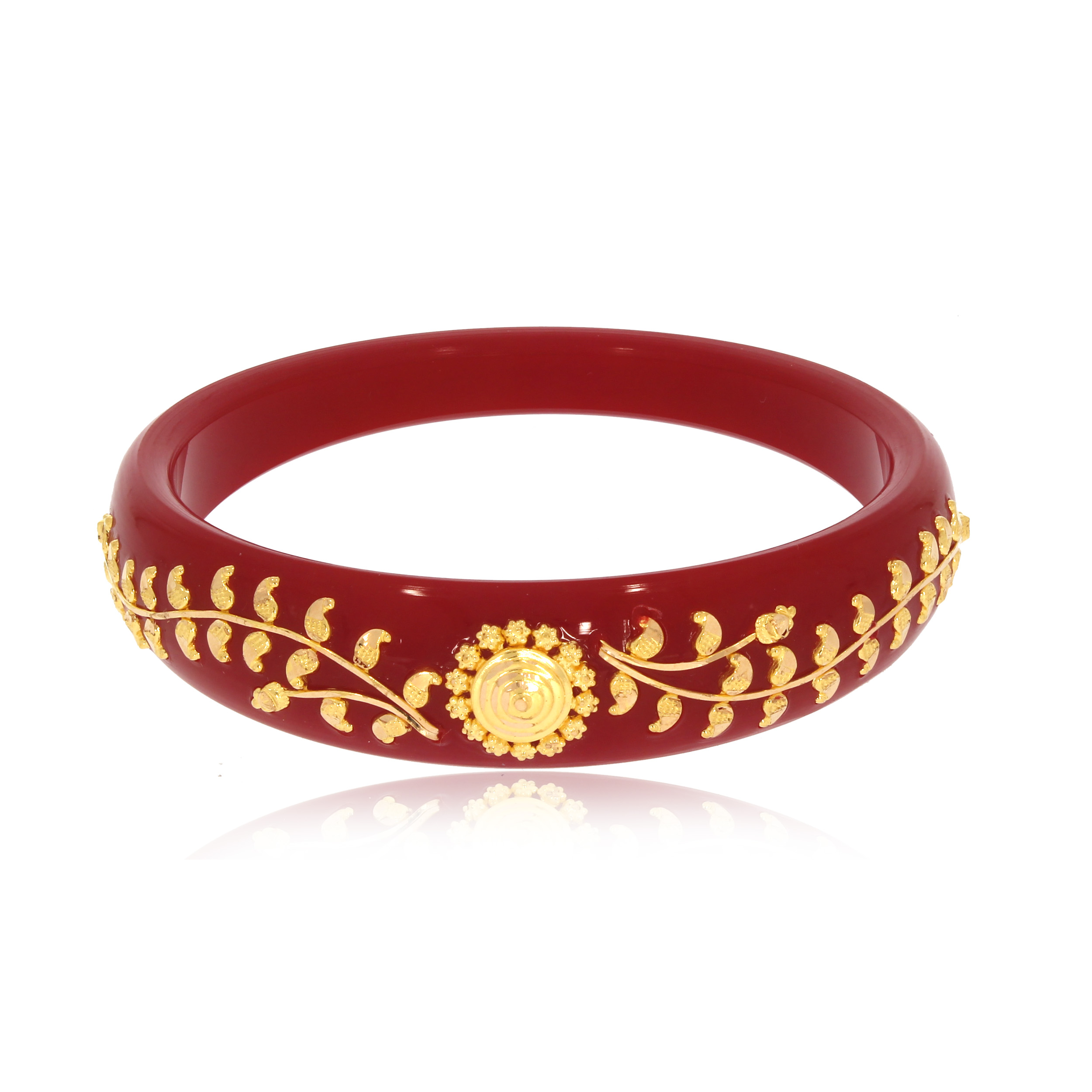 Floral Shine Gold Pola Bangle - Senco Gold and Diamonds