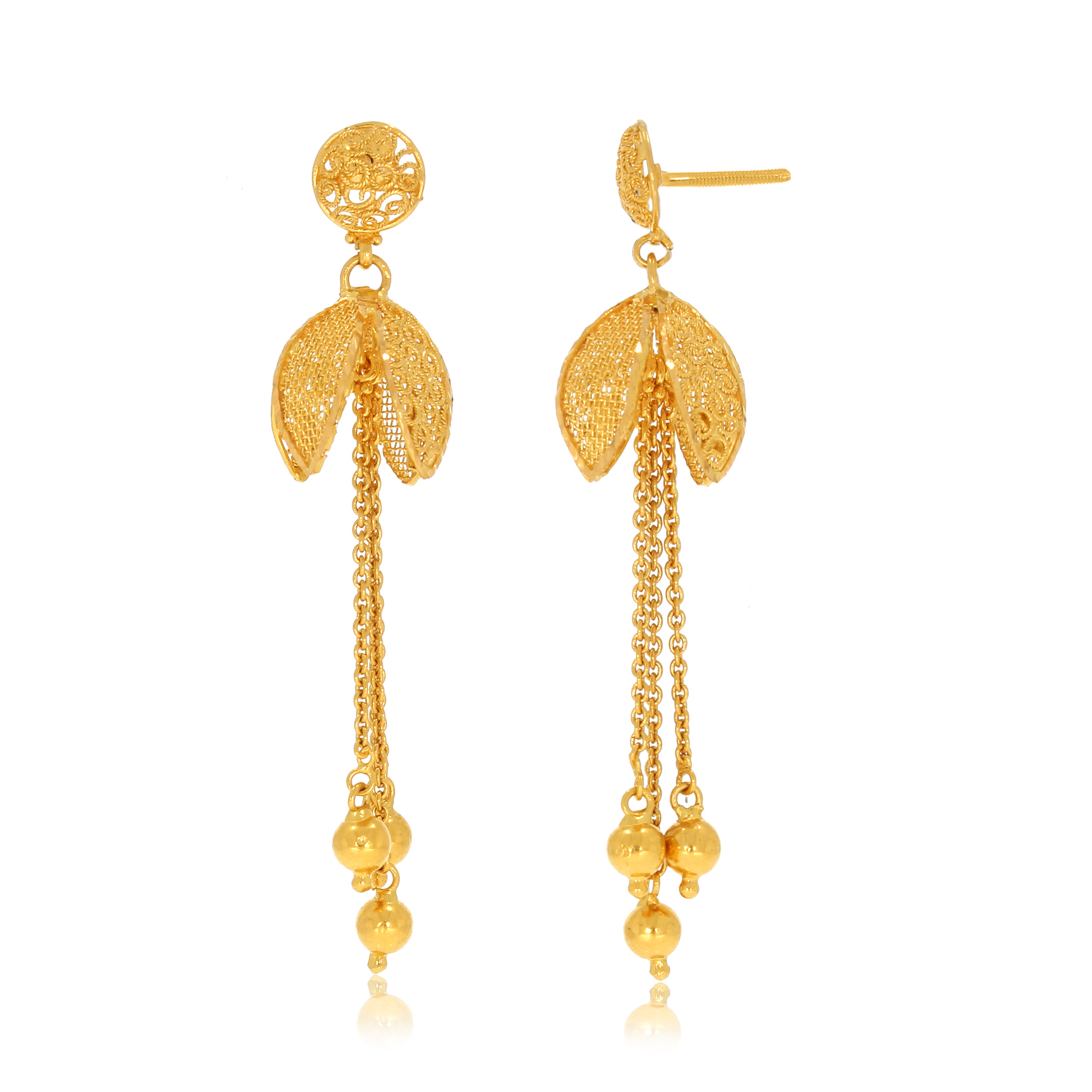 Contemporary Glow Gold Long Earrings - Senco Gold and Diamonds