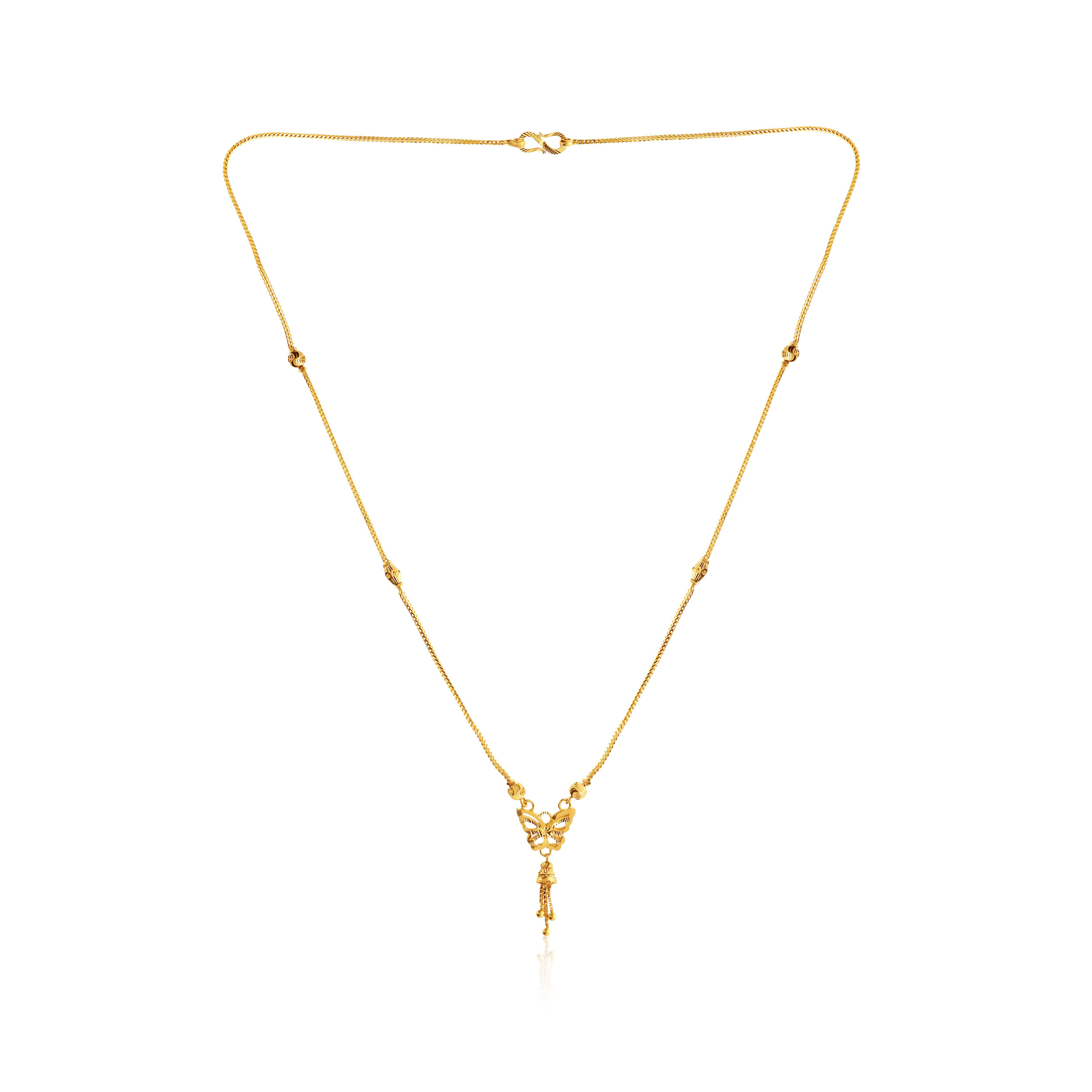 Butterfly Delight Gold Chain Pendant - Senco Gold and Diamonds