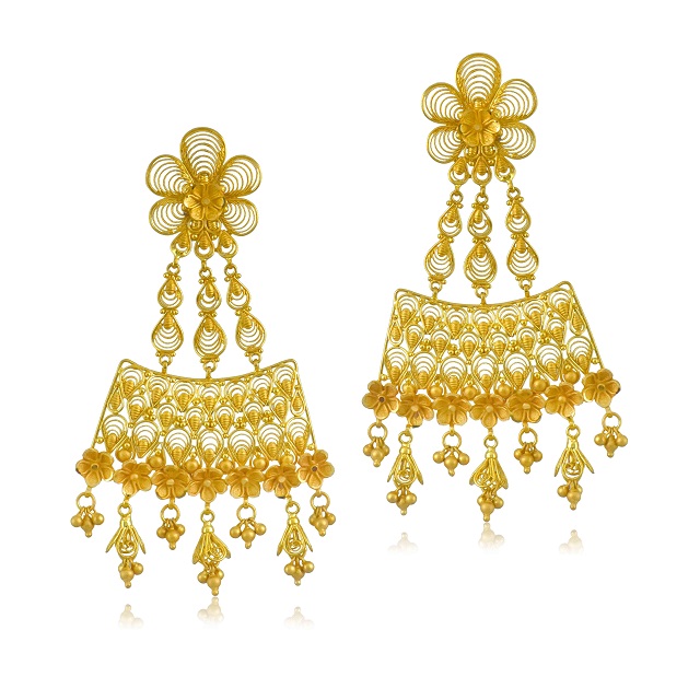 Traditional Glow Gold Earrings  - Senco Gold and Diamonds