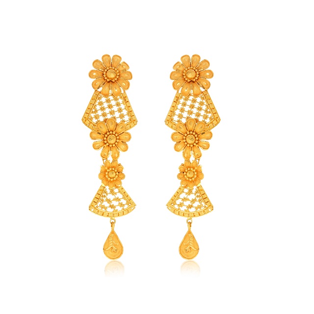 Floral Trio Gold Earrings - Senco Gold and Diamonds