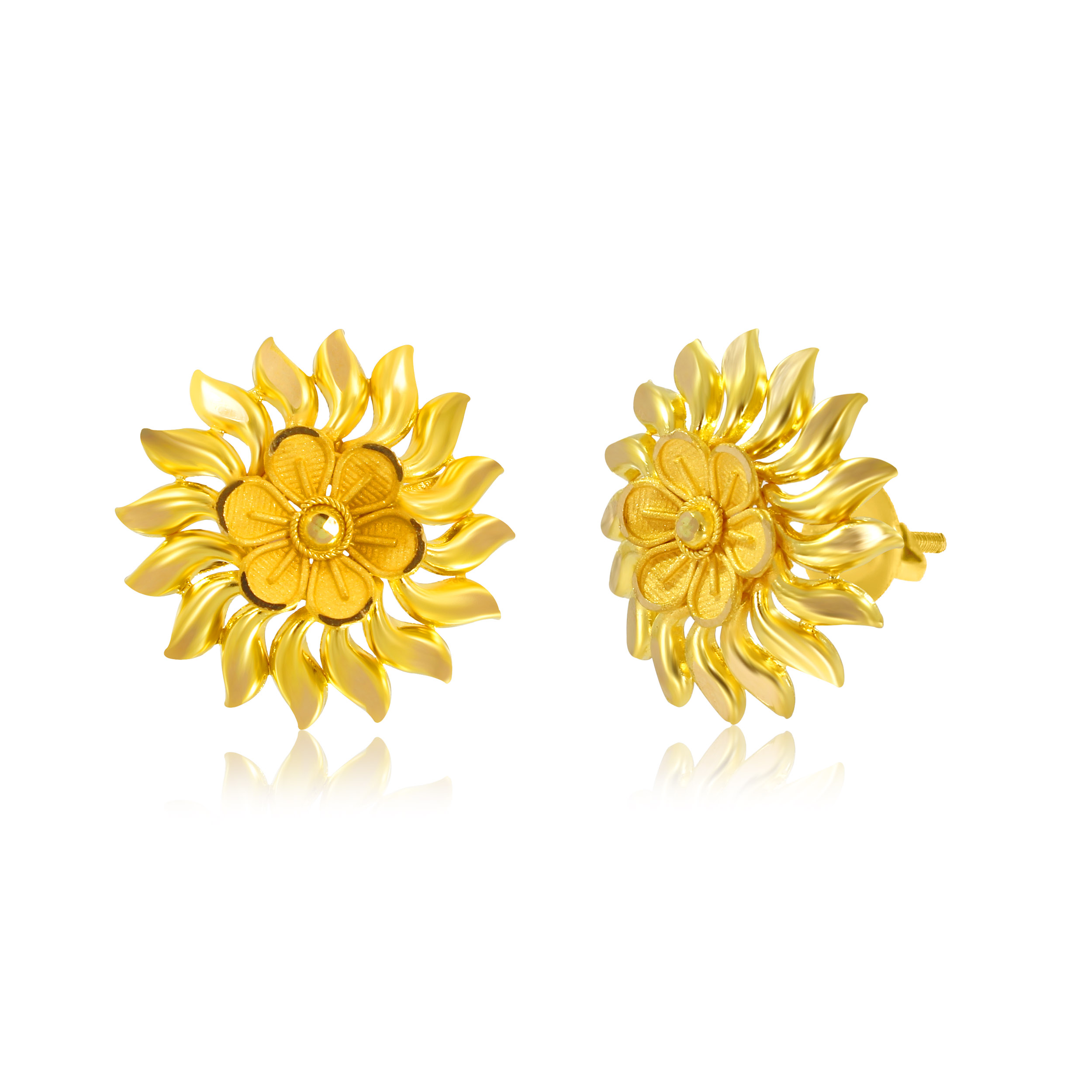 Sun Flames Gold Studs - Senco Gold and Diamonds