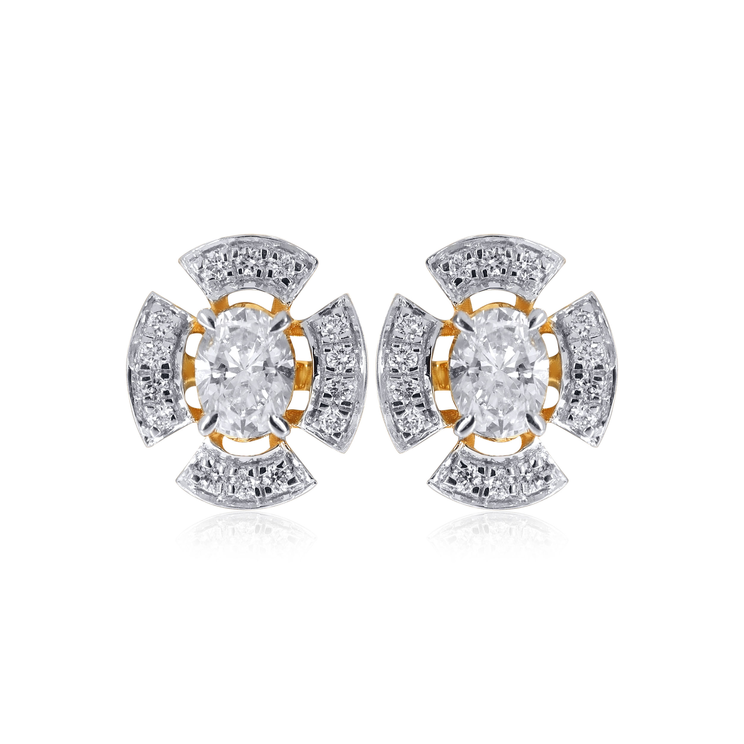 Striking Blossom Solitaire Studs - Senco Gold and Diamonds