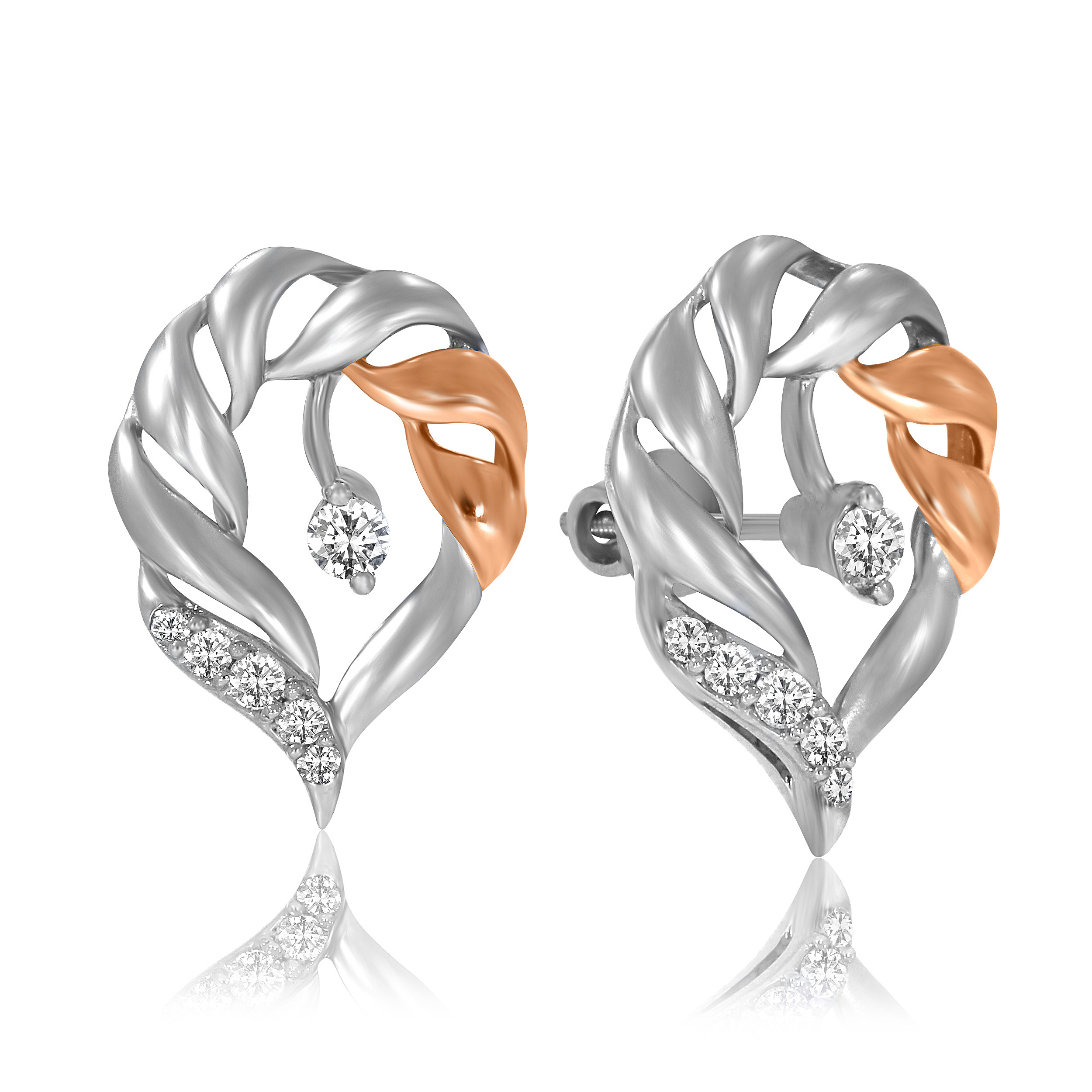 Dual Love Platinum Studs - Senco Gold and Diamonds