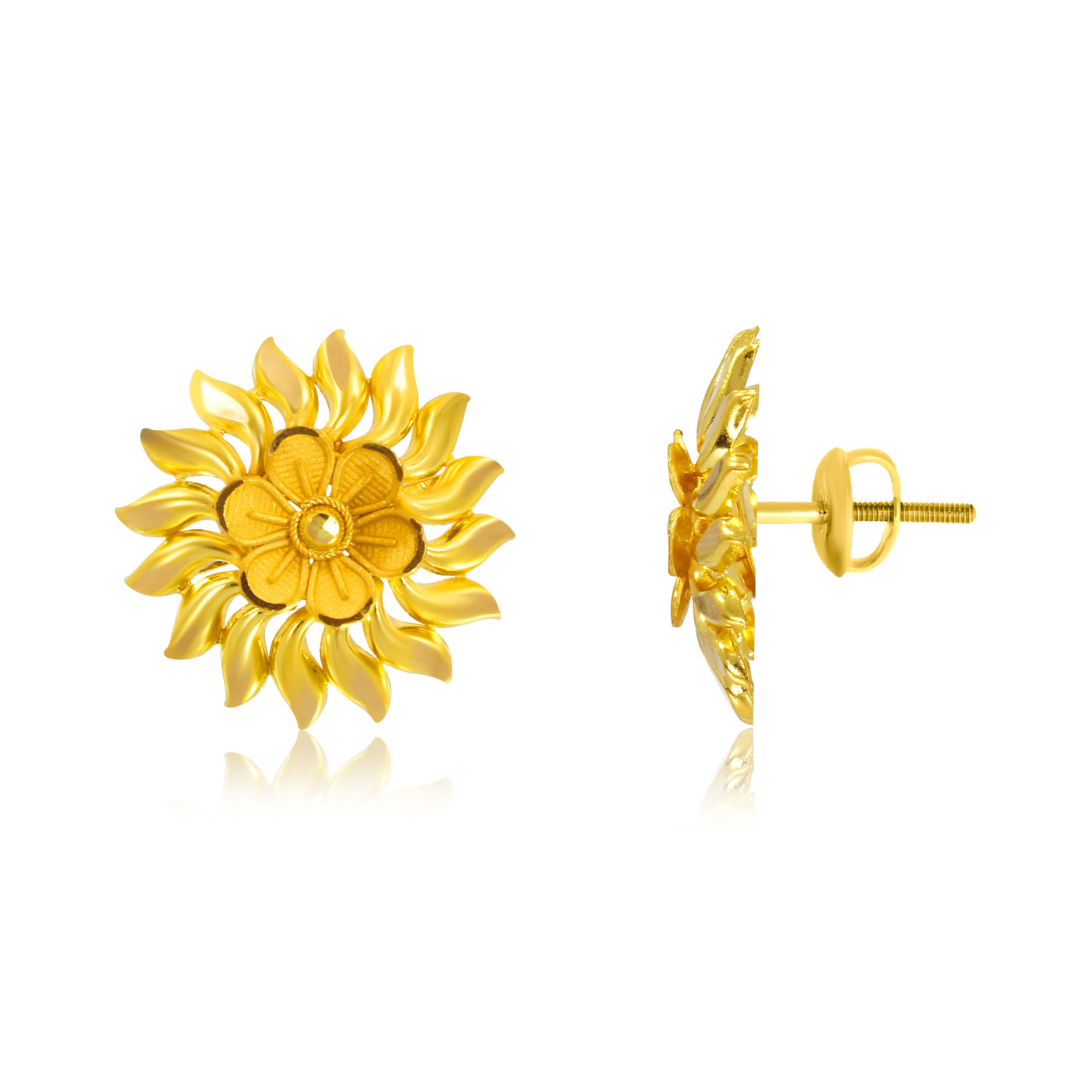 Sun Flames Gold Studs - Senco Gold and Diamonds
