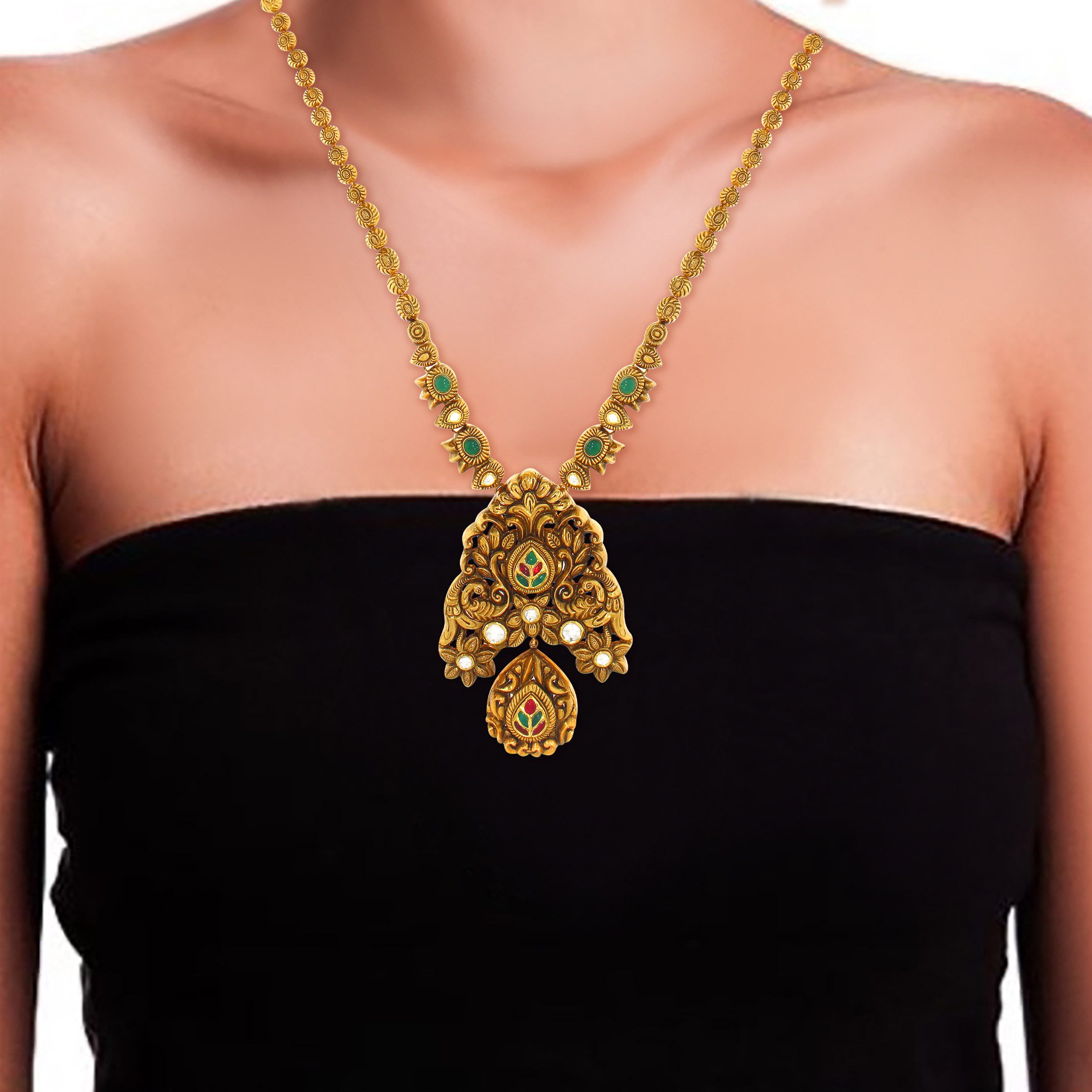 Regal Crown Antique Gold Necklace - Senco Gold and Diamonds