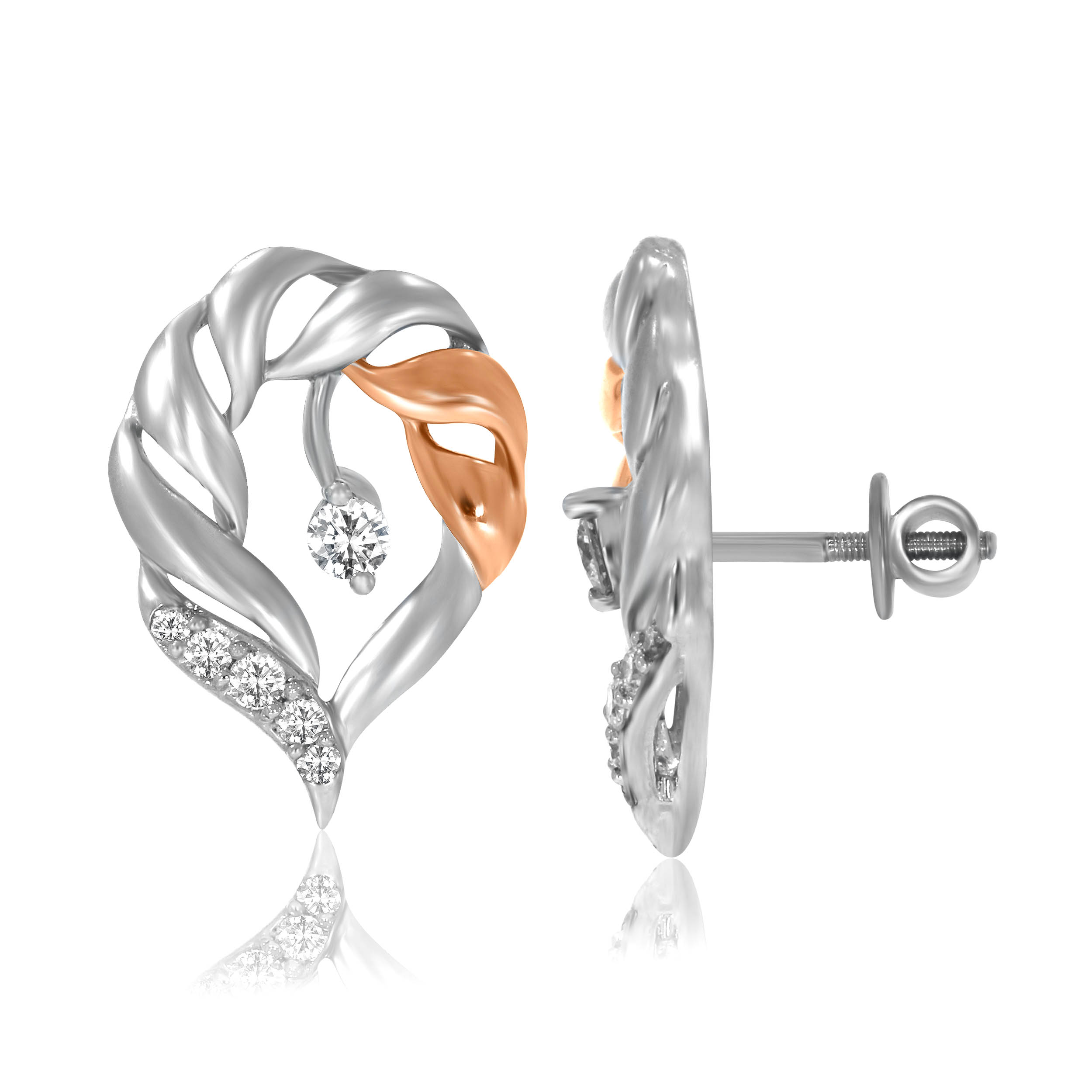 Dual Love Platinum Studs - Senco Gold and Diamonds