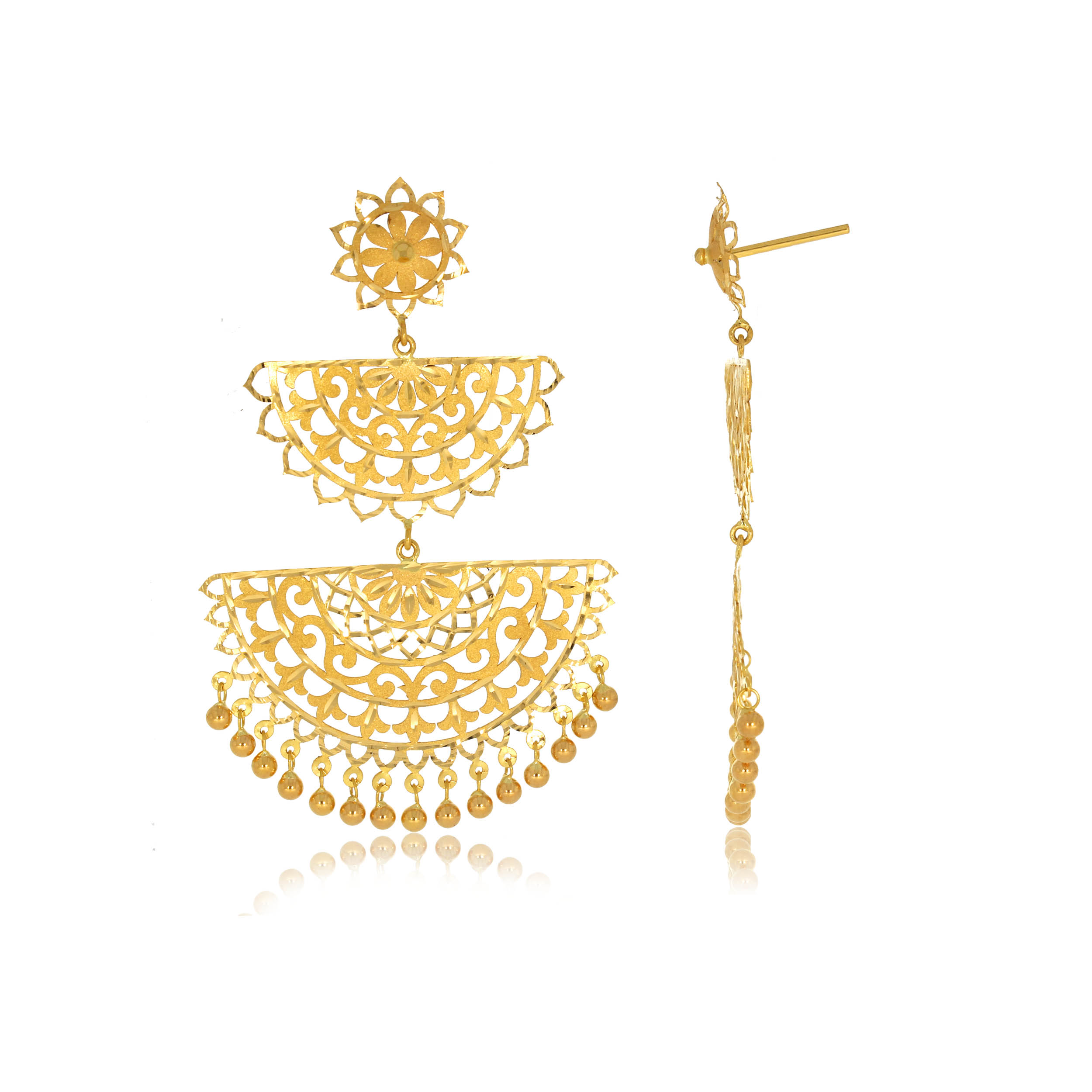 Expressive Art Gold Danglers - Senco Gold and Diamonds