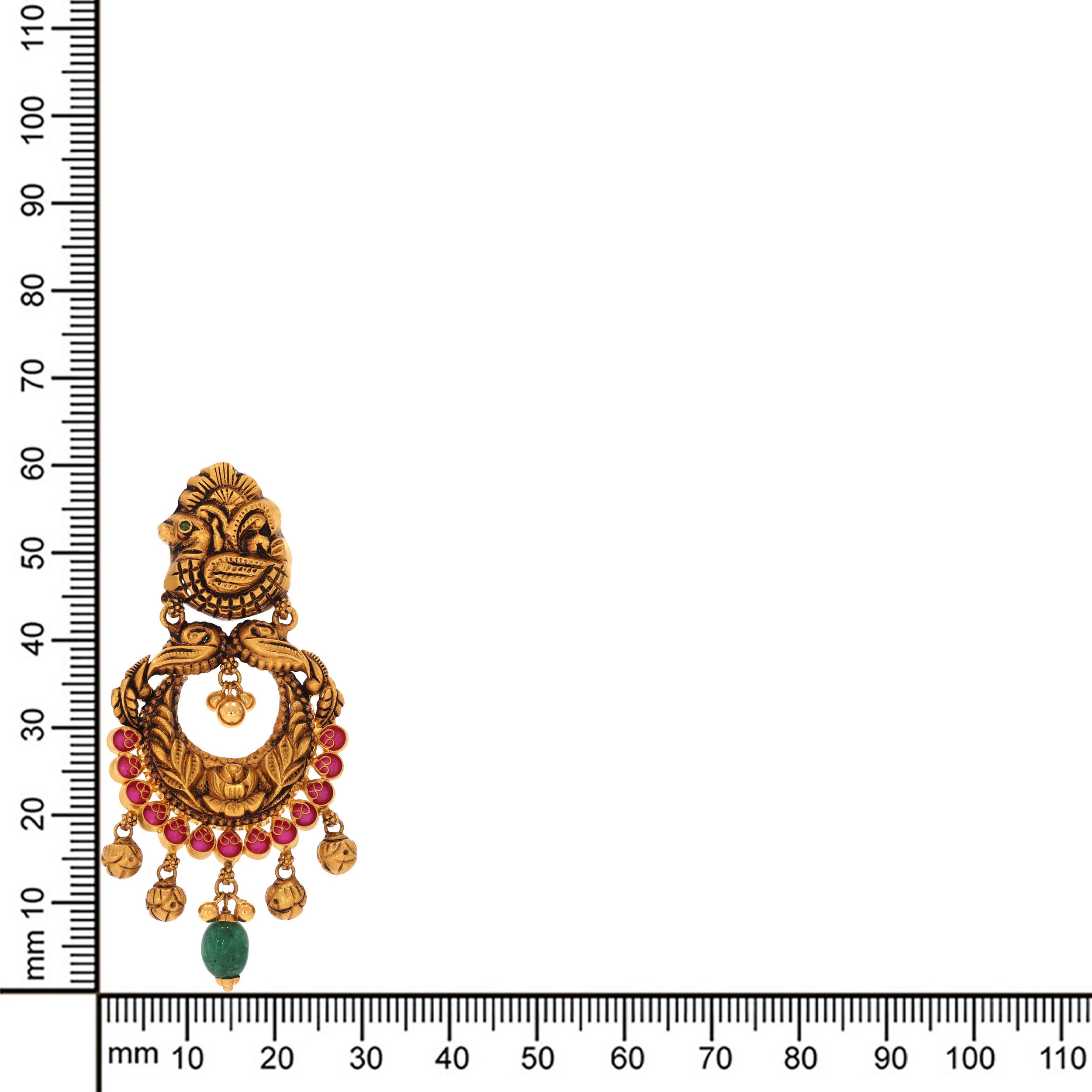 Lotus Charm Antique Chandbali Earrings - Senco Gold and Diamonds
