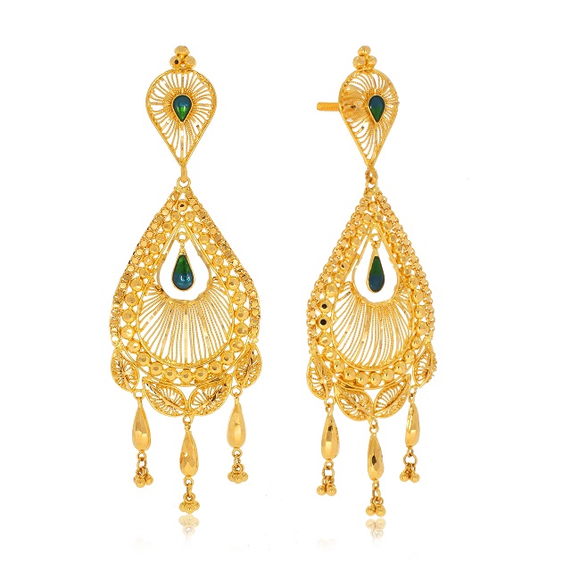 Droplet Poise Gold Danglers - Senco Gold and Diamonds