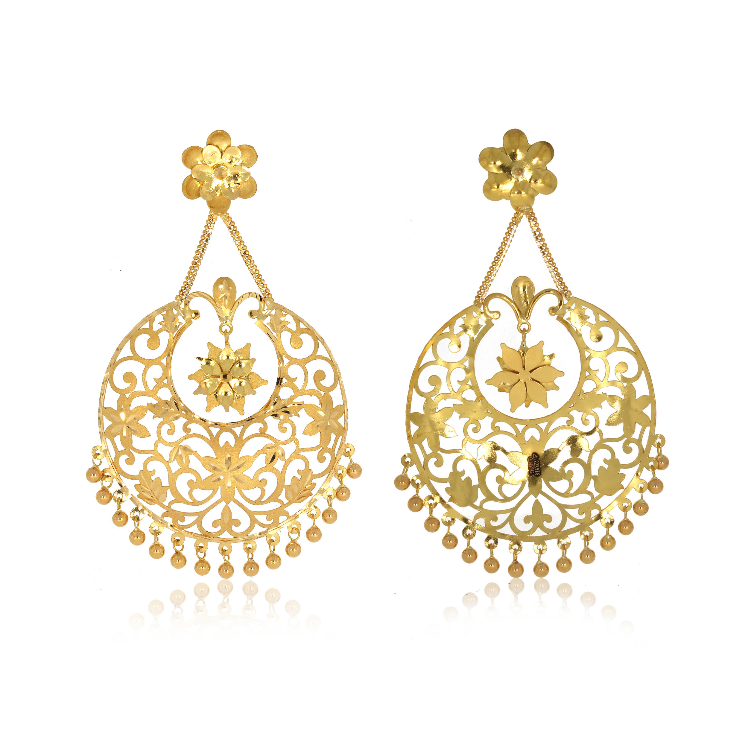 Traditional Craft Gold Chandbali Earrings - Senco Gold and Diamonds