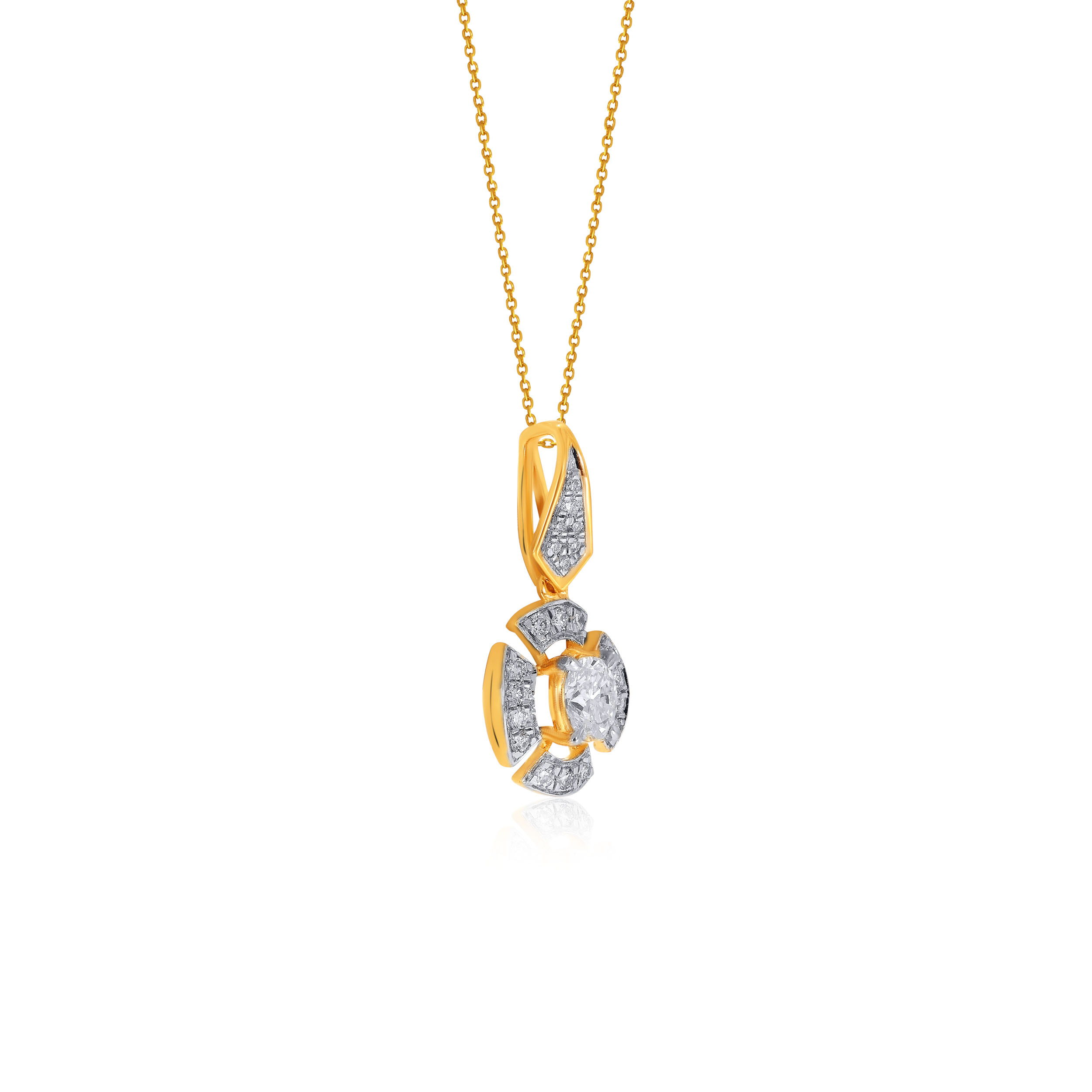 Oval Bloom Solitaire Pendant - Senco Gold and Diamonds