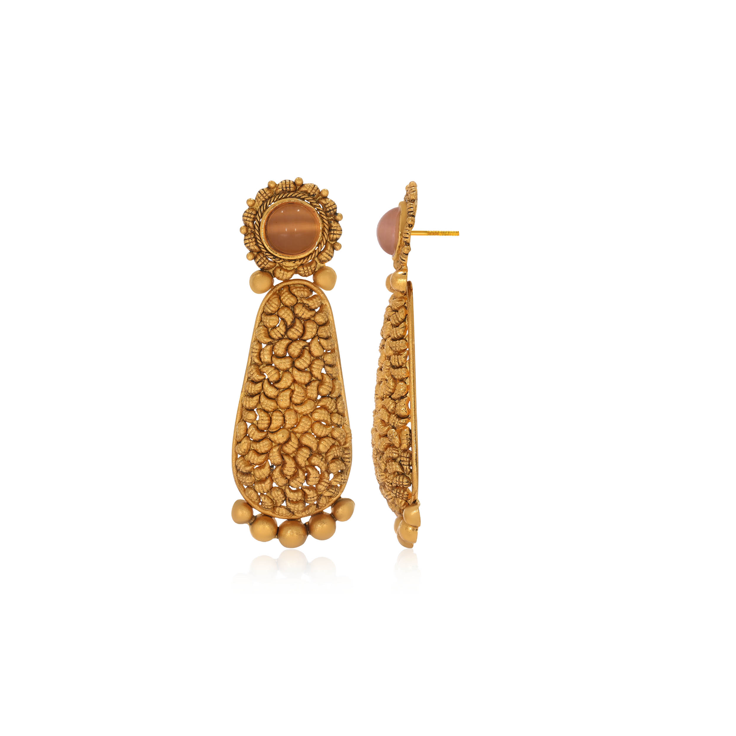 Divine Intricacy Antique Gold Earrings - Senco Gold and Diamonds