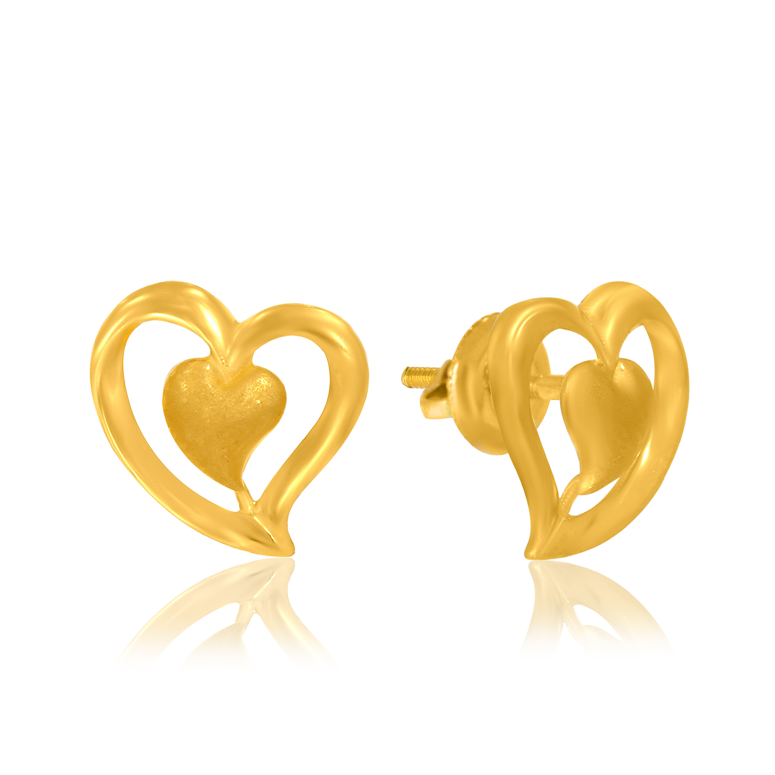 Classy Heart Gold Studs - Senco Gold and Diamonds
