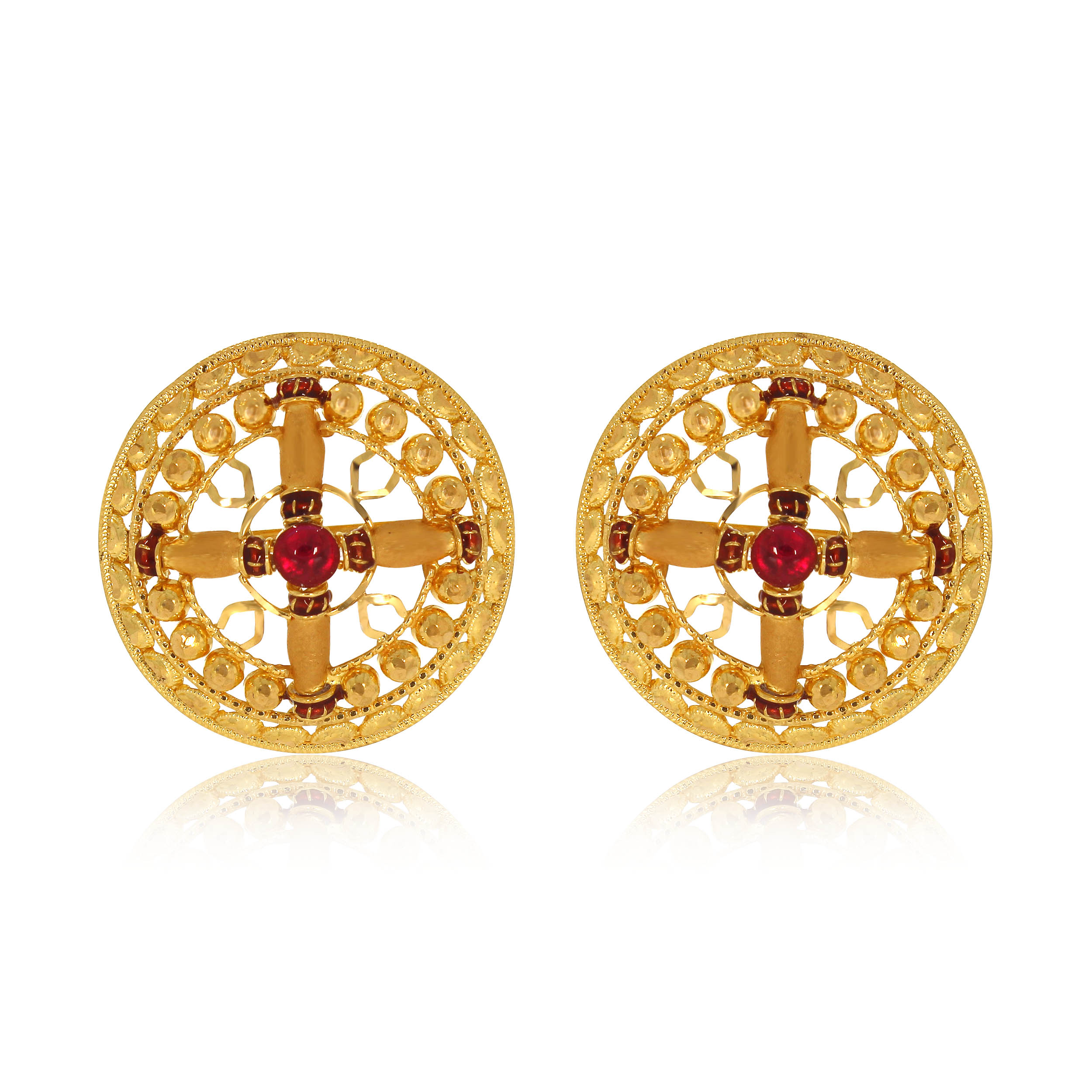 Graceful Sphere Gold Studs - Senco Gold and Diamonds