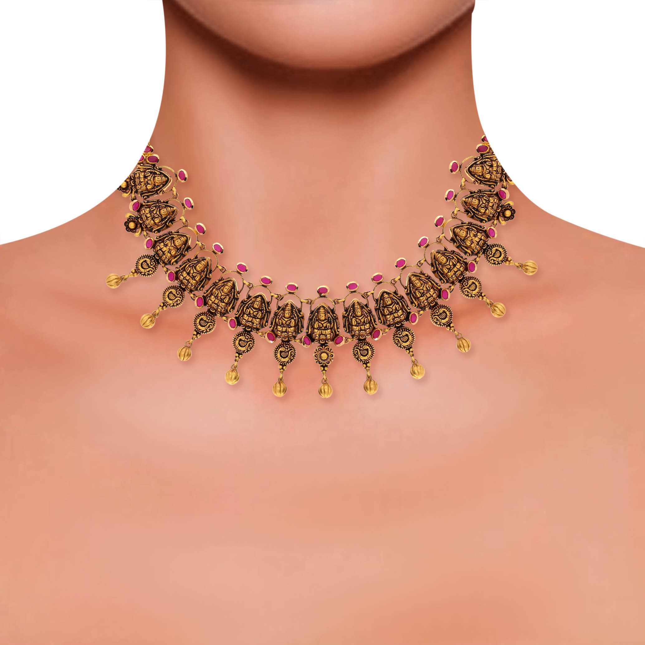 Royal Blessings Antique Gold Necklace - Senco Gold and Diamonds