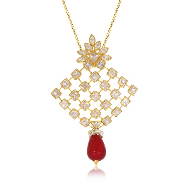 Elite Flower Gold Pendant Set - Senco Gold and Diamonds