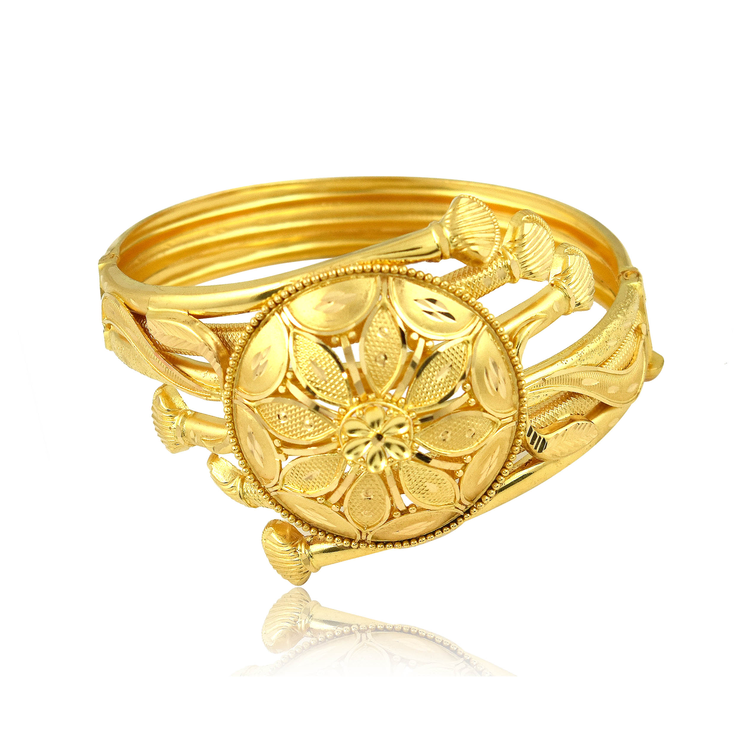 Floral Regalty Gold Chur Bangle - Senco Gold and Diamonds