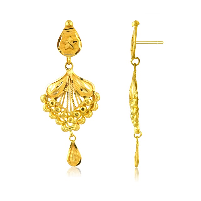 Heavenly Petals Gold Drop Earrings - Senco Gold and Diamonds