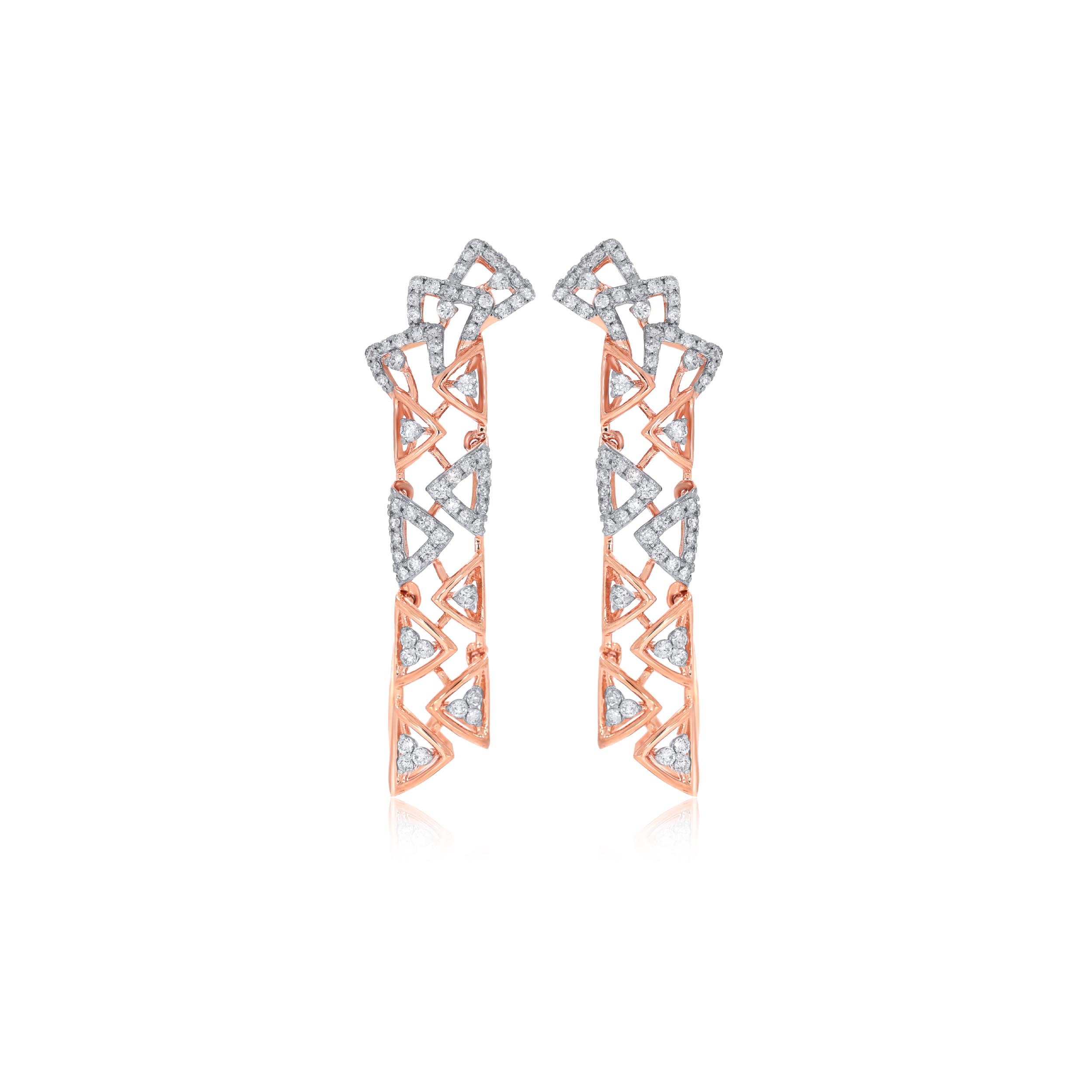 Triangular Path Diamond Earrings - Senco Gold and Diamonds