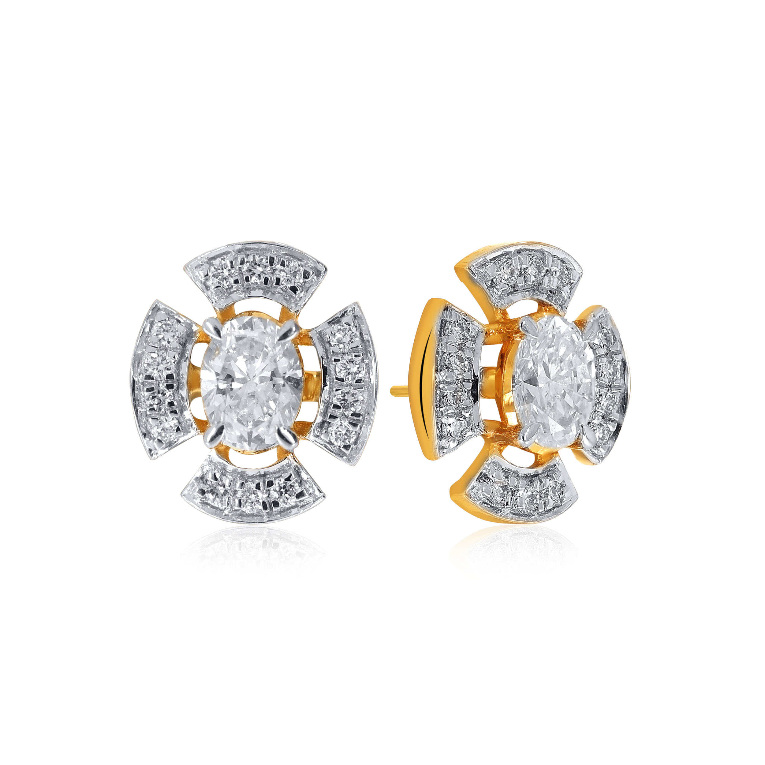 Striking Blossom Solitaire Studs - Senco Gold and Diamonds
