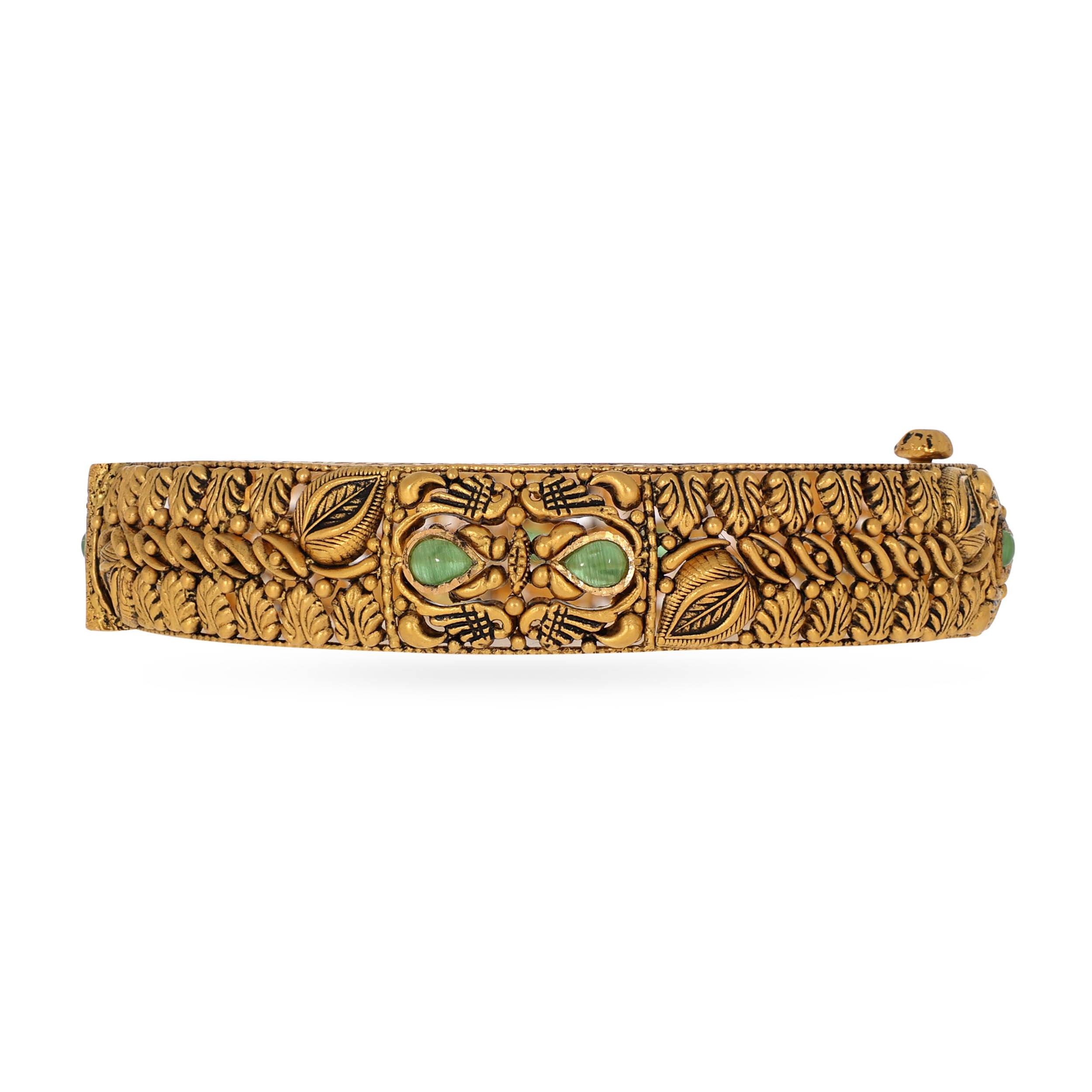Leafy Ferns Antique Gold Chur Bangle - Senco Gold and Diamonds