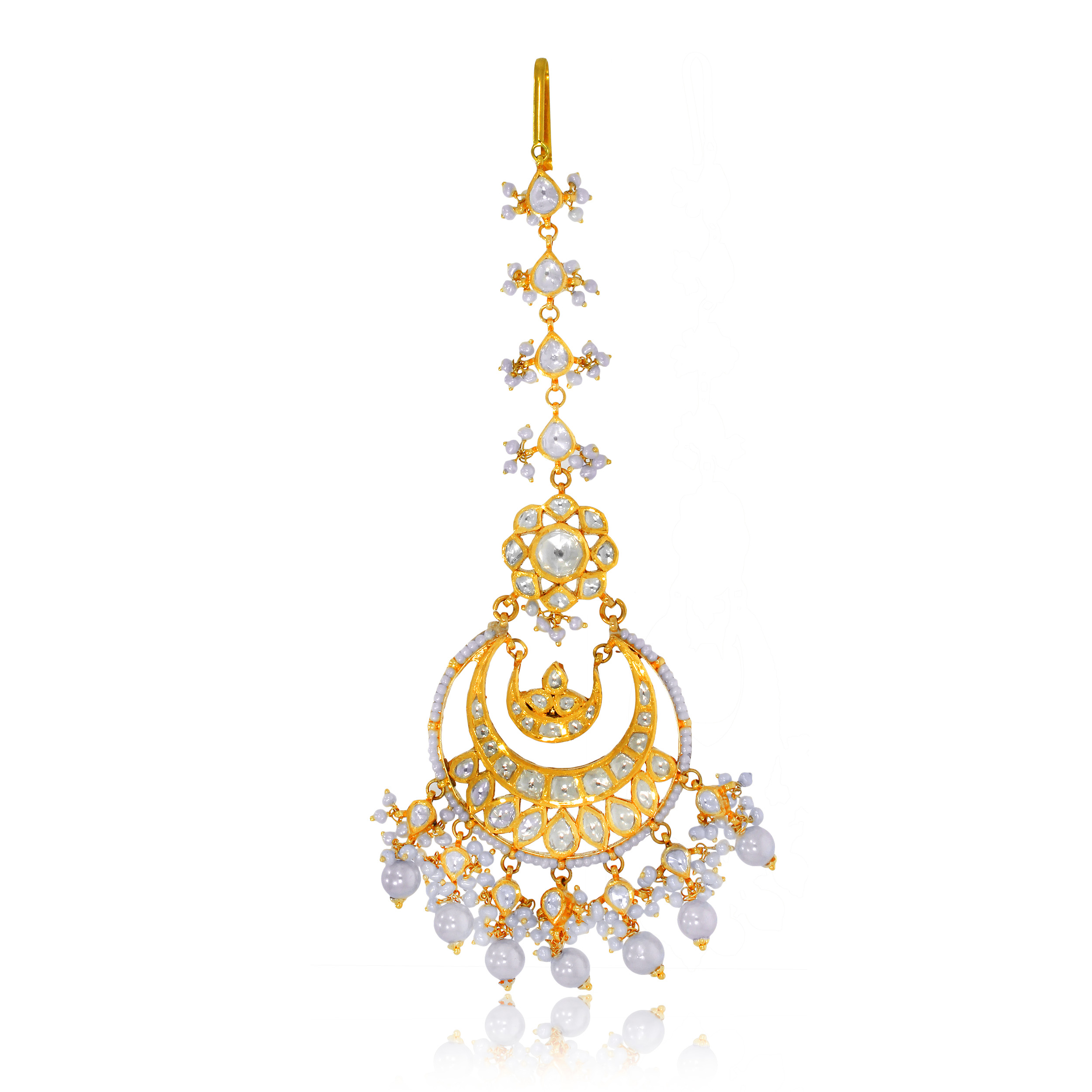 Moonlit Chandbali Gold Maang Tikka - Senco Gold and Diamonds
