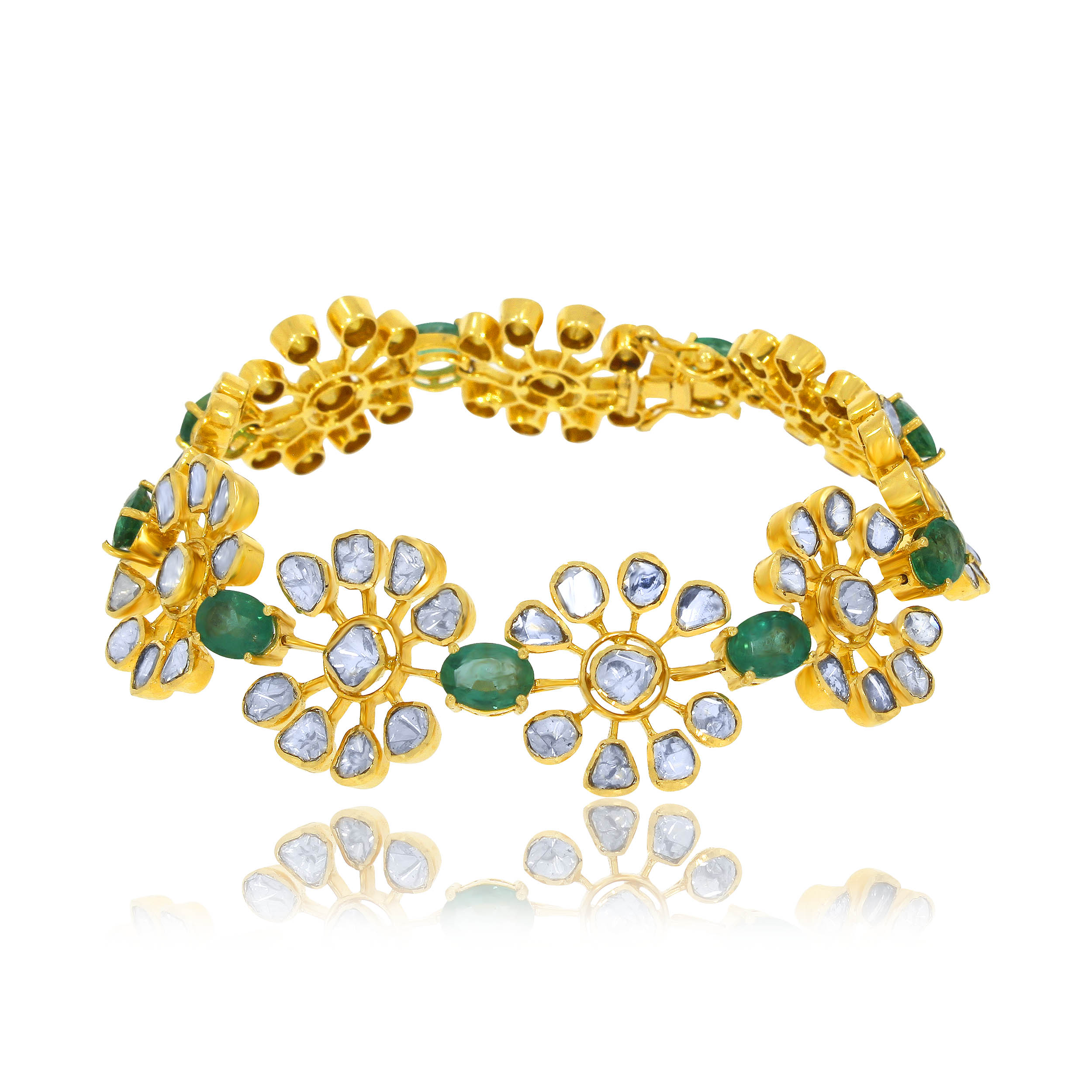 Oceanic Floral Polki Bracelet - Senco Gold and Diamonds