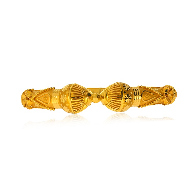 Traditional Craftsmanship Gold Mukh Bangle - Senco Gold and Diamonds