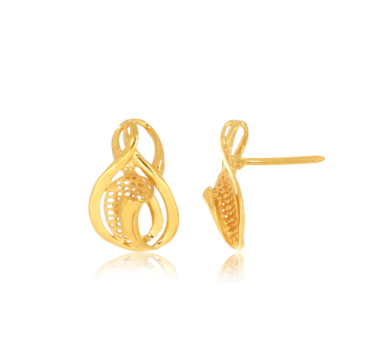 Twisted Style Gold Studs - Senco Gold and Diamonds