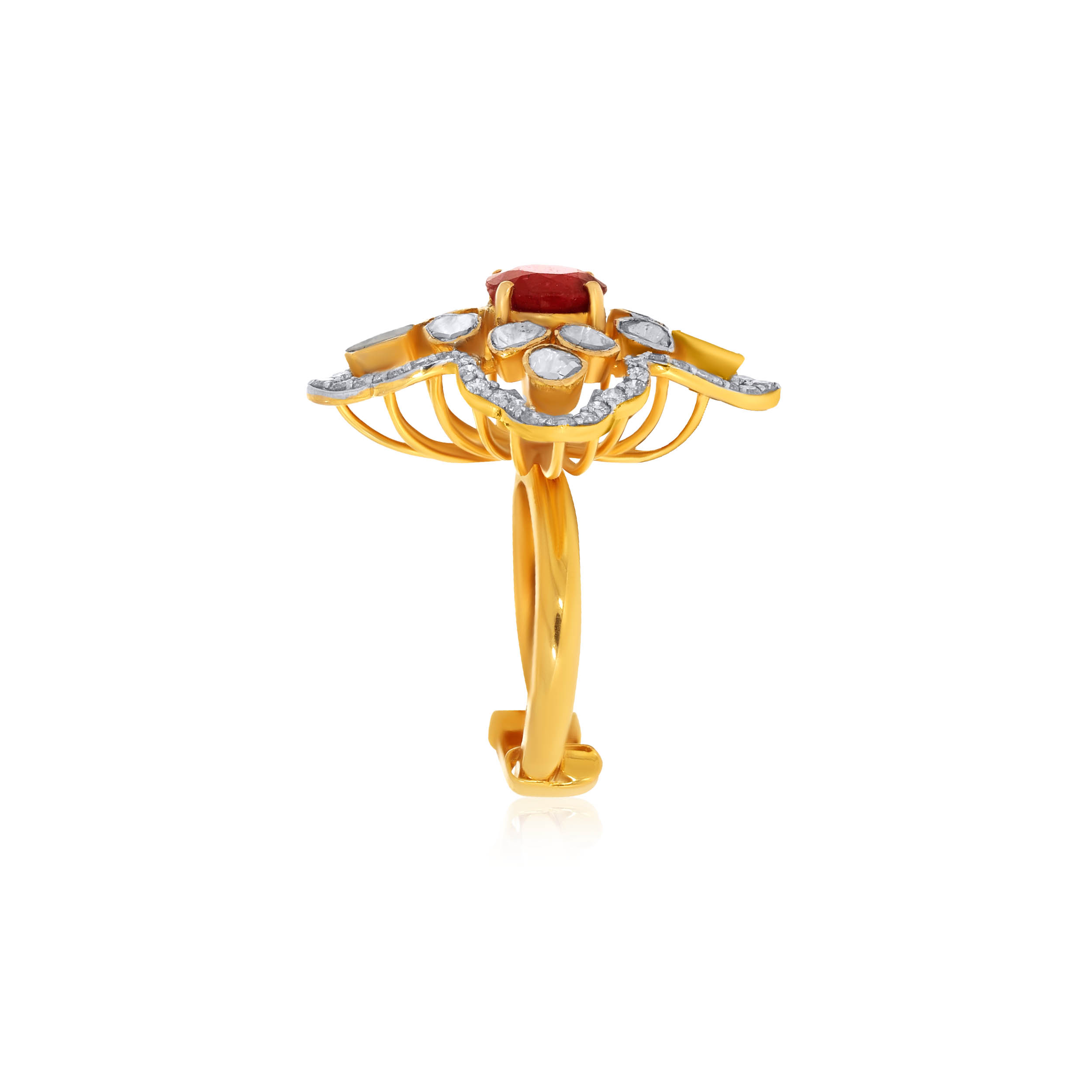 Floral Wonder Polki Diamond Ring - Senco Gold and Diamonds