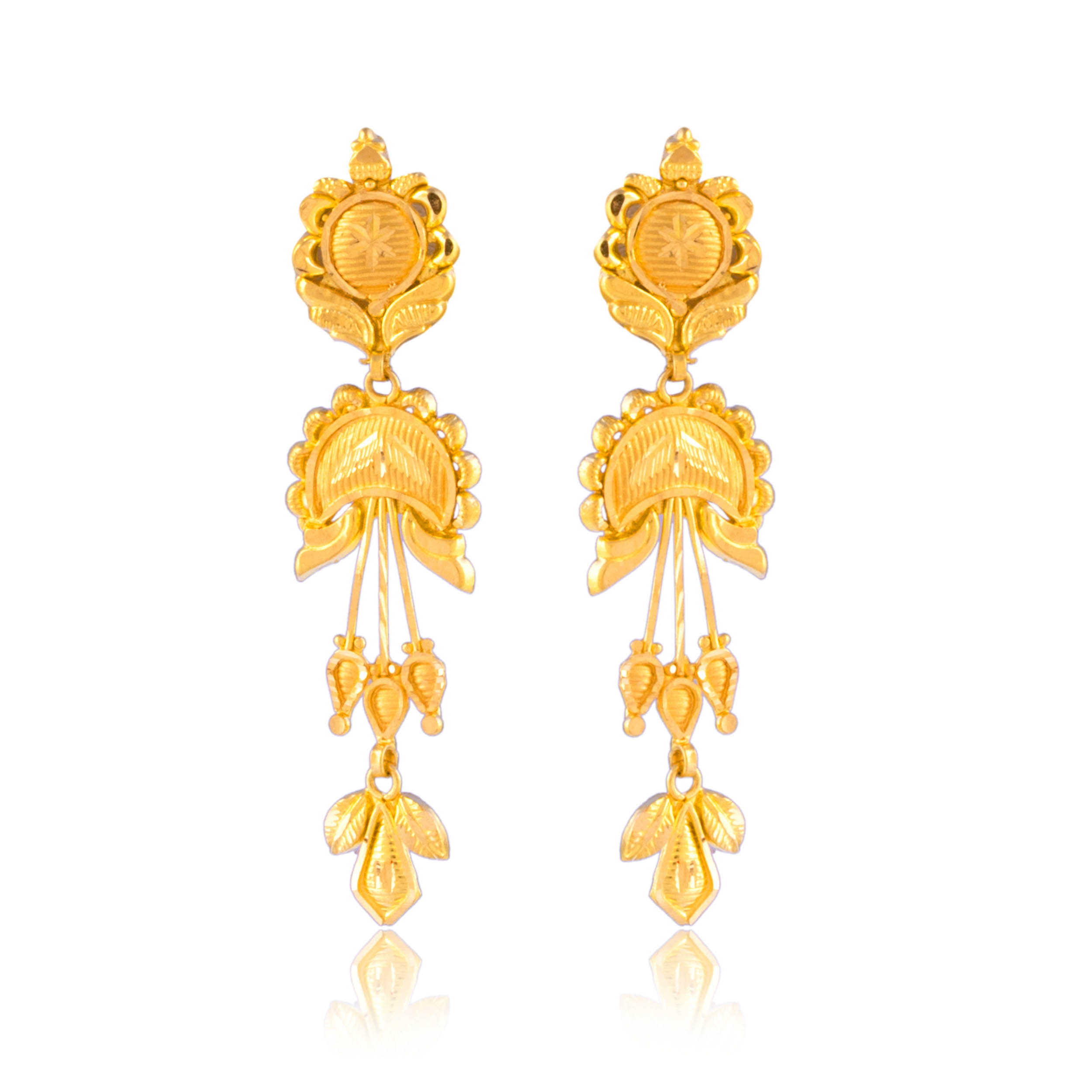 Fancy Deco Gold Danglers - Senco Gold and Diamonds