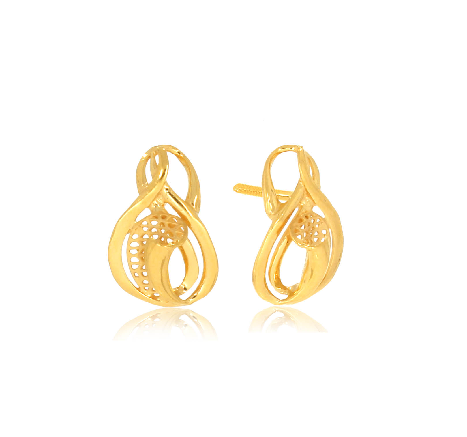 Twisted Style Gold Studs - Senco Gold and Diamonds