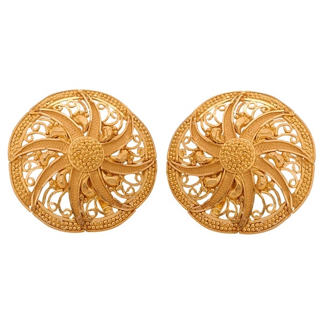 Ornate Bloom Gold Studs - Senco Gold and Diamonds