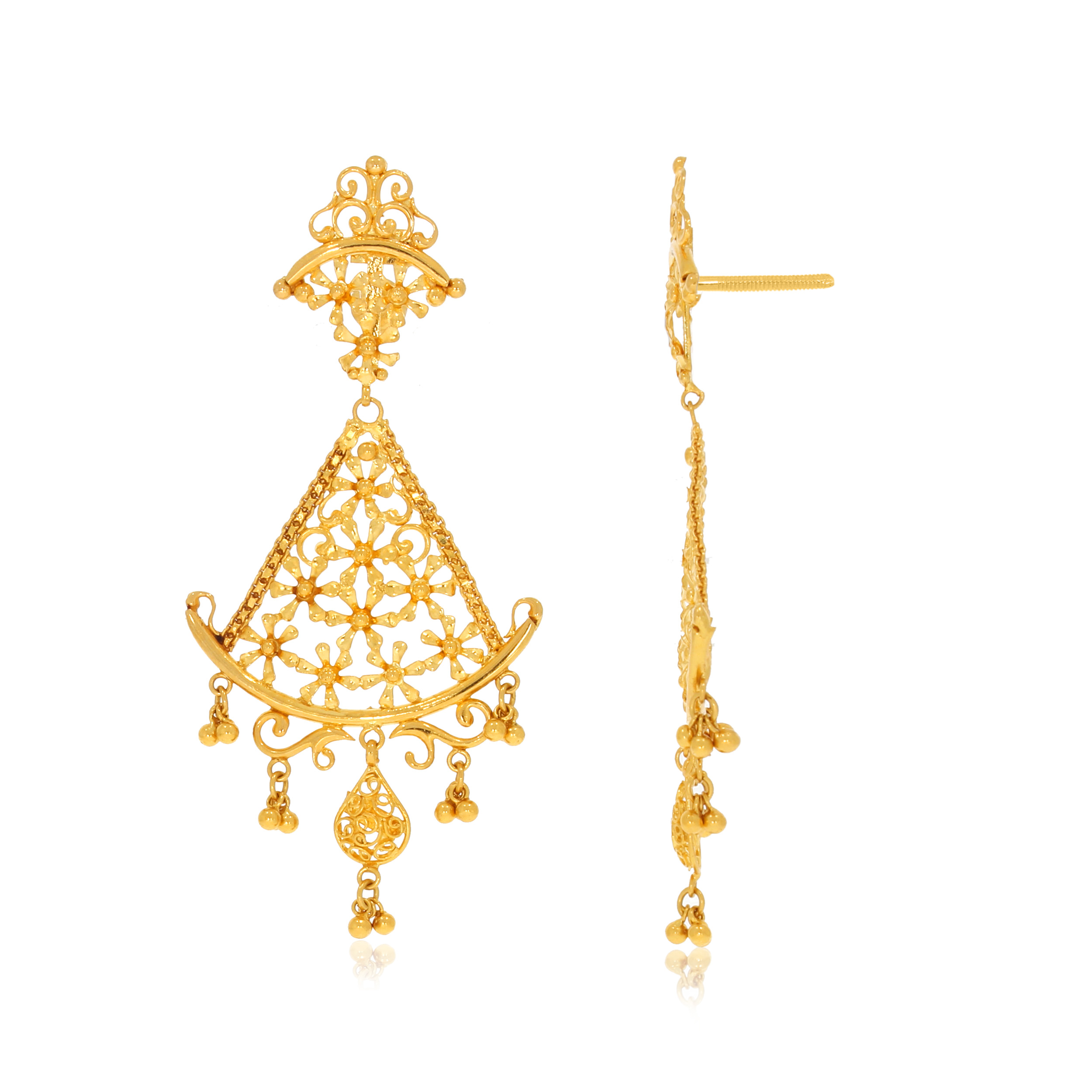 Creative Sail Gold Danglers - Senco Gold and Diamonds