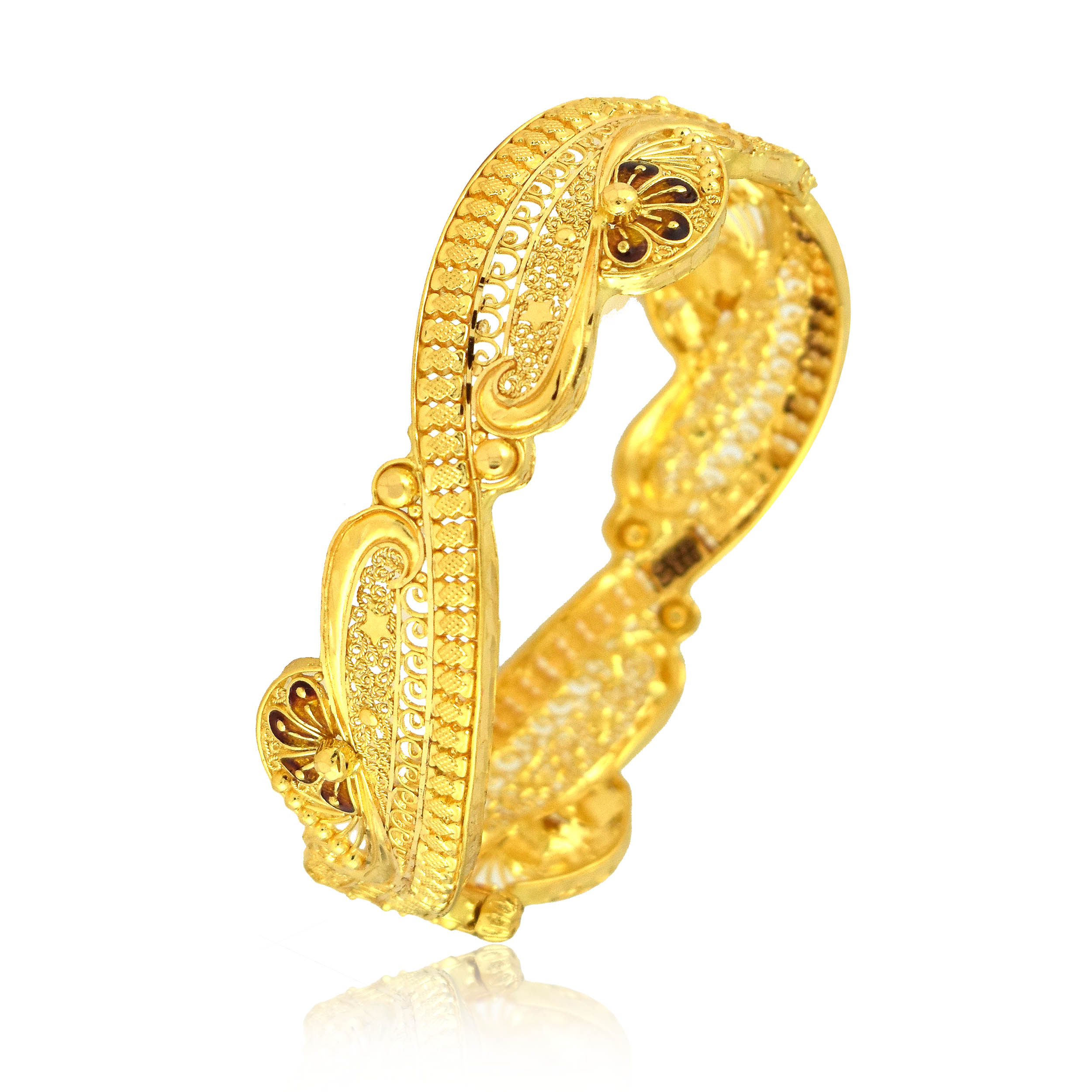 Floral Princess Gold Chur Bangle - Senco Gold and Diamonds