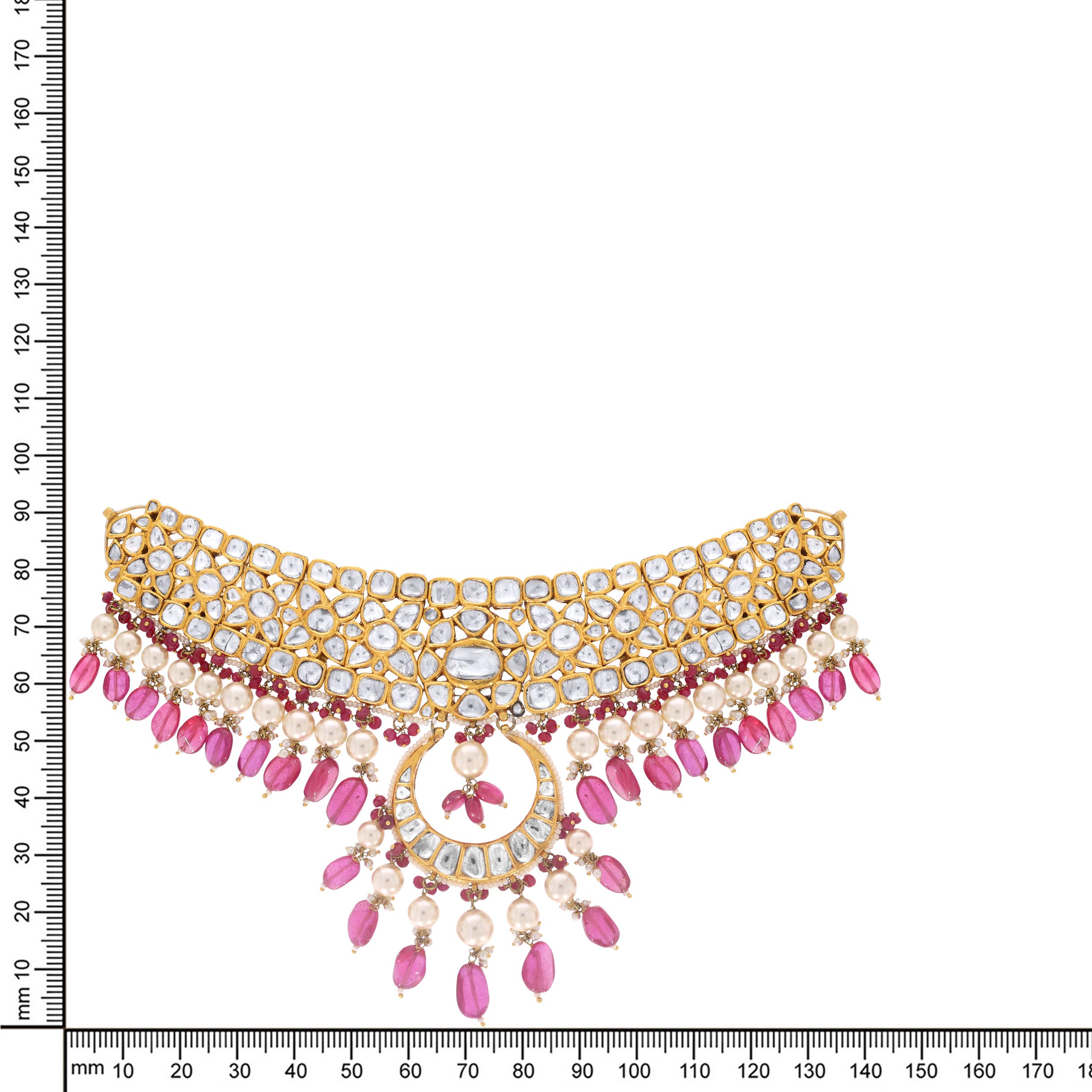 Cherry Blossom Polki Choker Necklace - Senco Gold and Diamonds