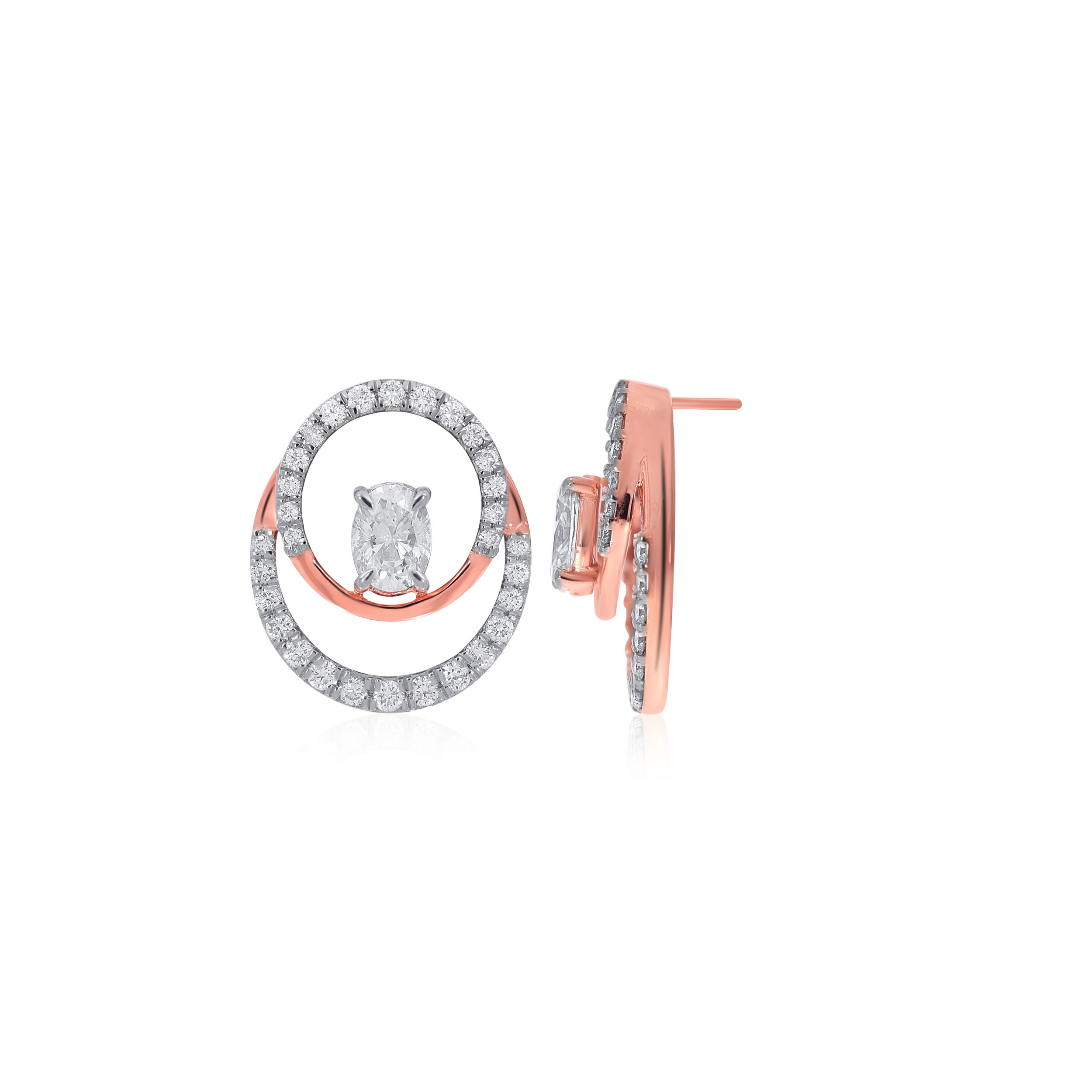Dual Shimmer Solitaire Studs - Senco Gold and Diamonds